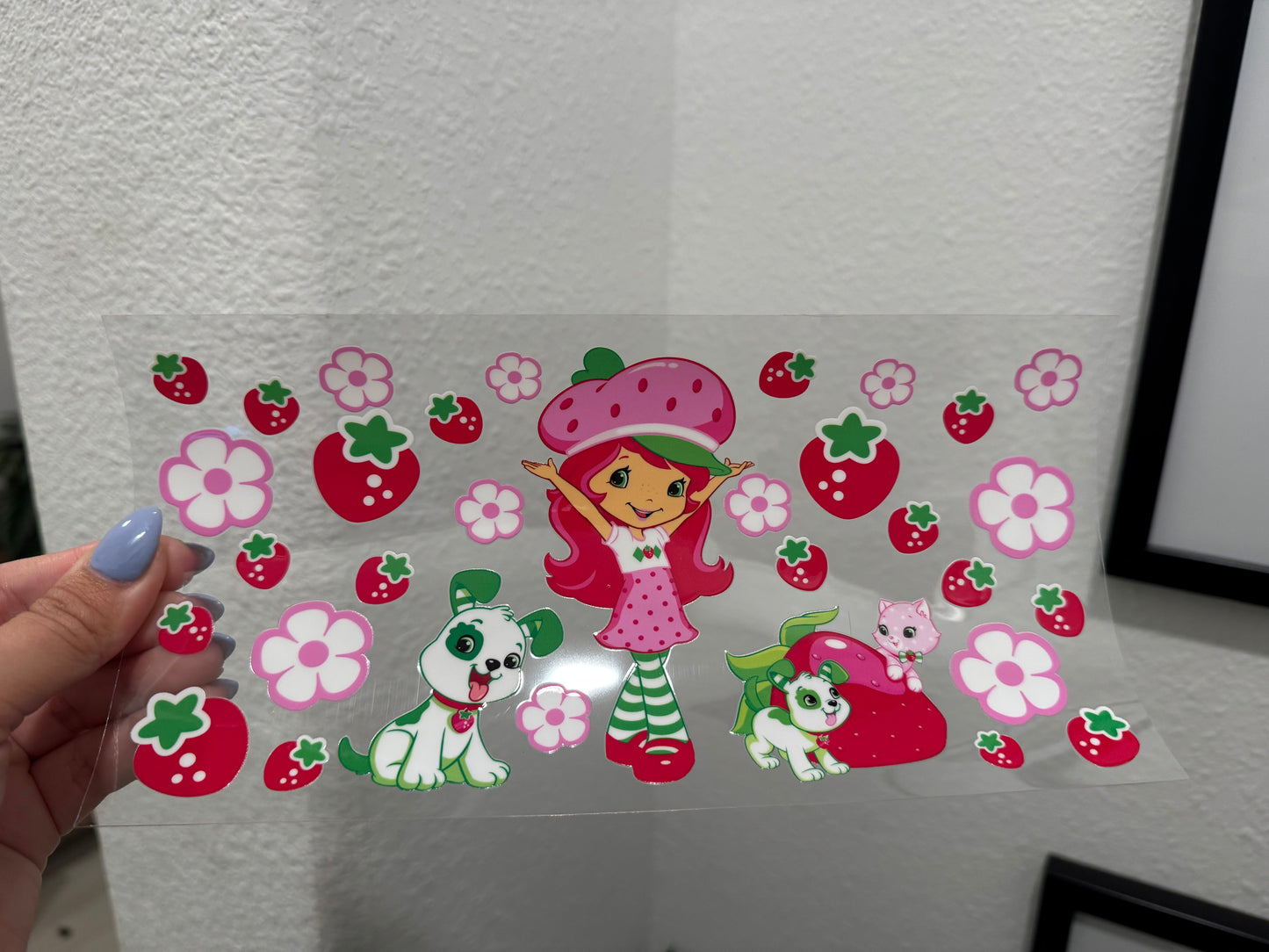 Strawberry Shortcake UV DTF Wrap Transfer 16oz | No Heat Needed | Waterproof | Permanent Adhesive