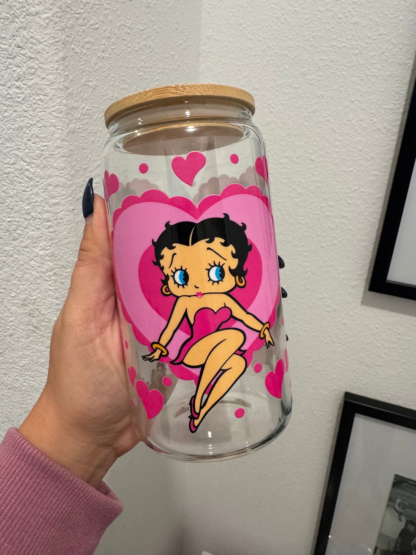 Betty Boop Pink UV DTF Wrap Transfer 16oz | No Heat Needed | Waterproof | Permanent Adhesive