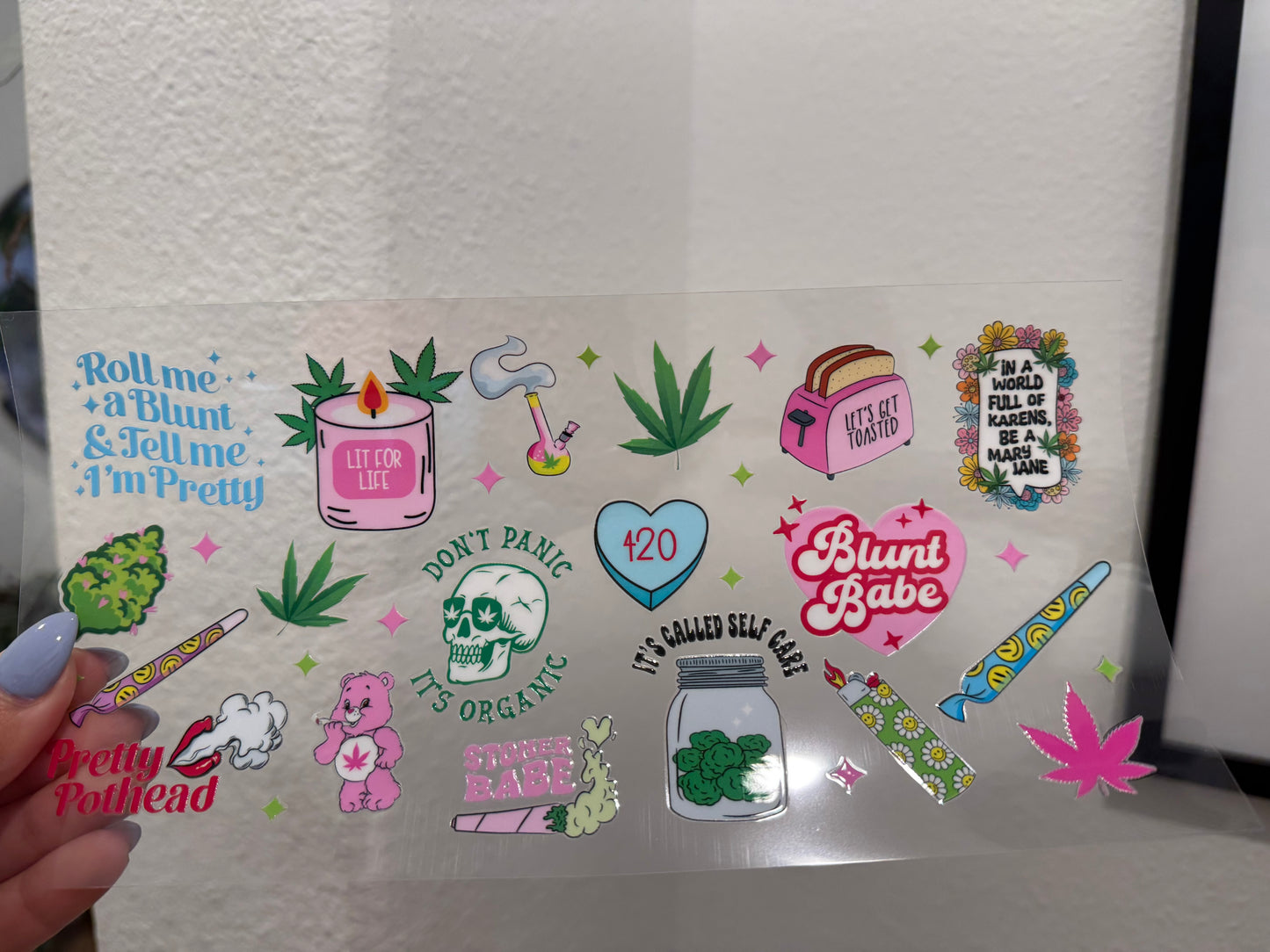 420 Mary Jane UV DTF Wrap Transfer 16oz | No Heat Needed | Waterproof | Permanent Adhesive