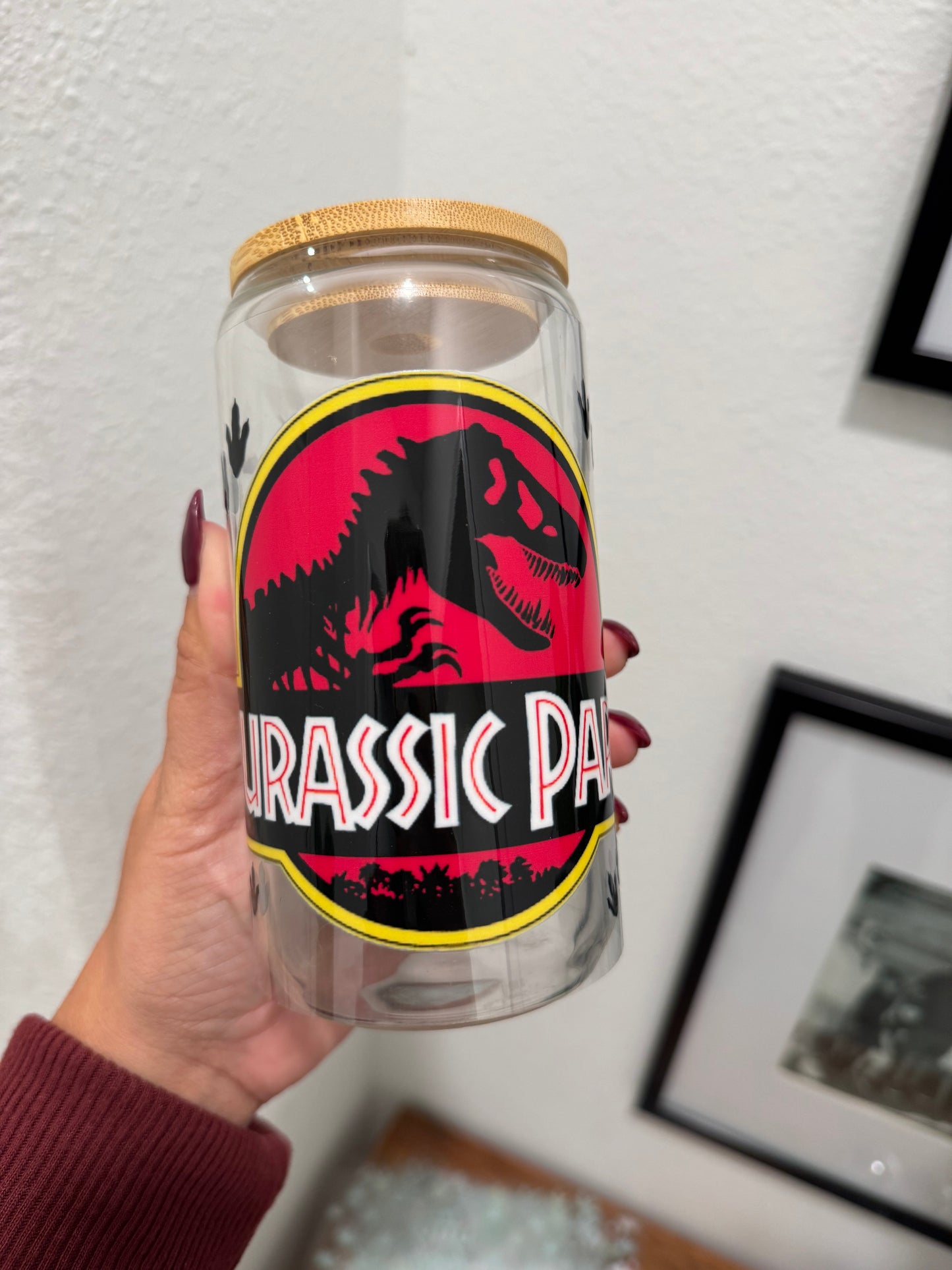 Jurassic Park Dinosaur UV DTF Wrap Transfer 16oz | No Heat Needed | Waterproof | Permanent Adhesive