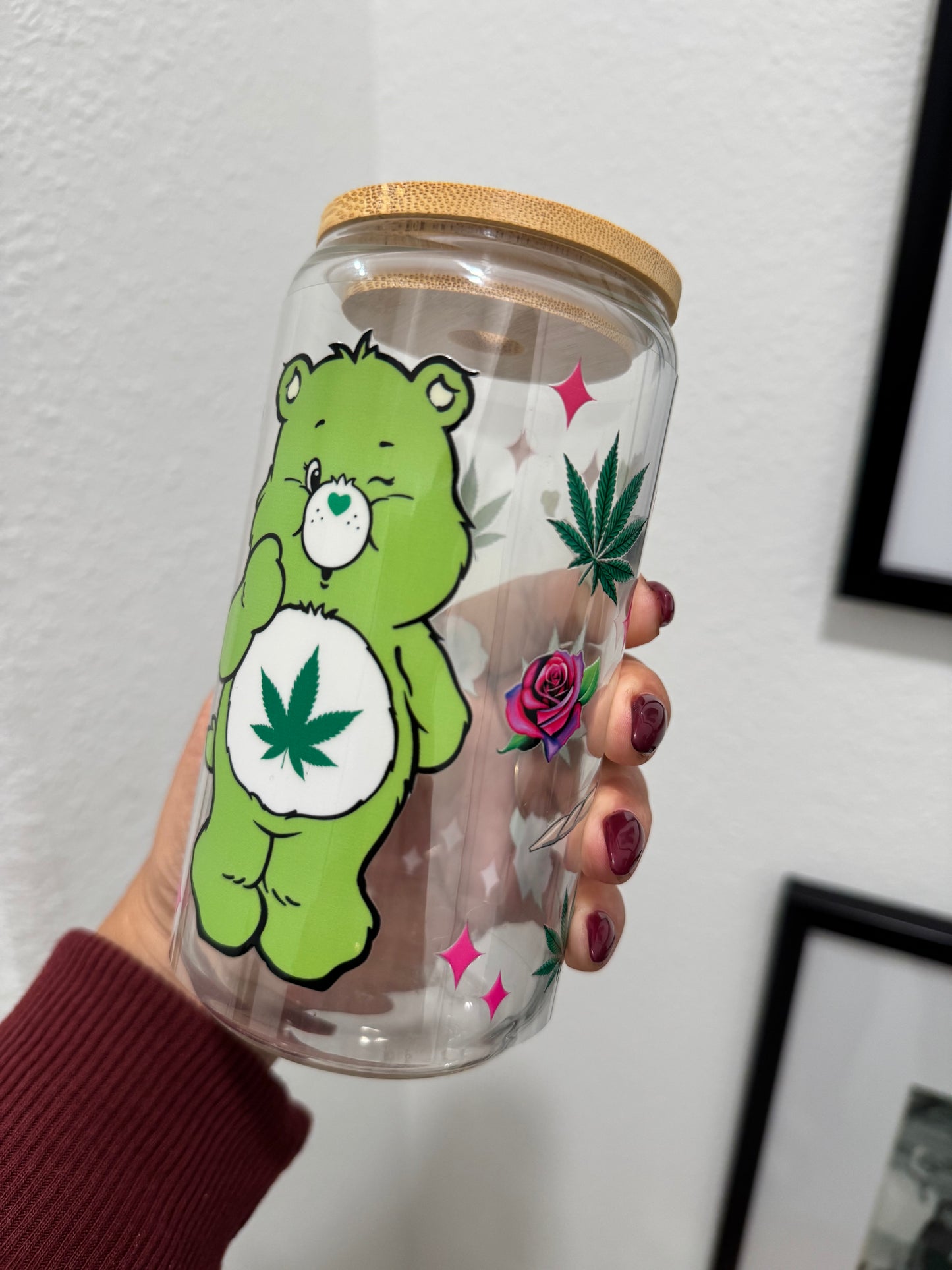 Care Bear 420 Mary Jane UV DTF Wrap Transfer 16oz | No Heat Needed | Waterproof | Permanent Adhesive