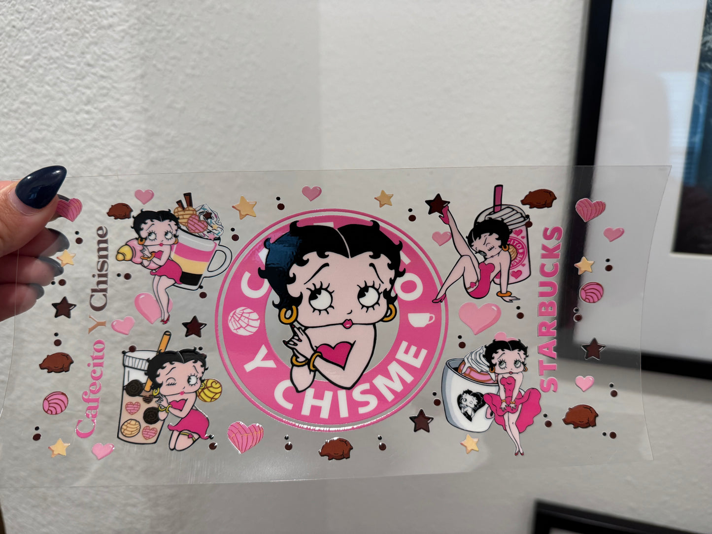 Betty Boop Chisme UV DTF Wrap Transfer 16oz | No Heat Needed | Waterproof | Permanent Adhesive