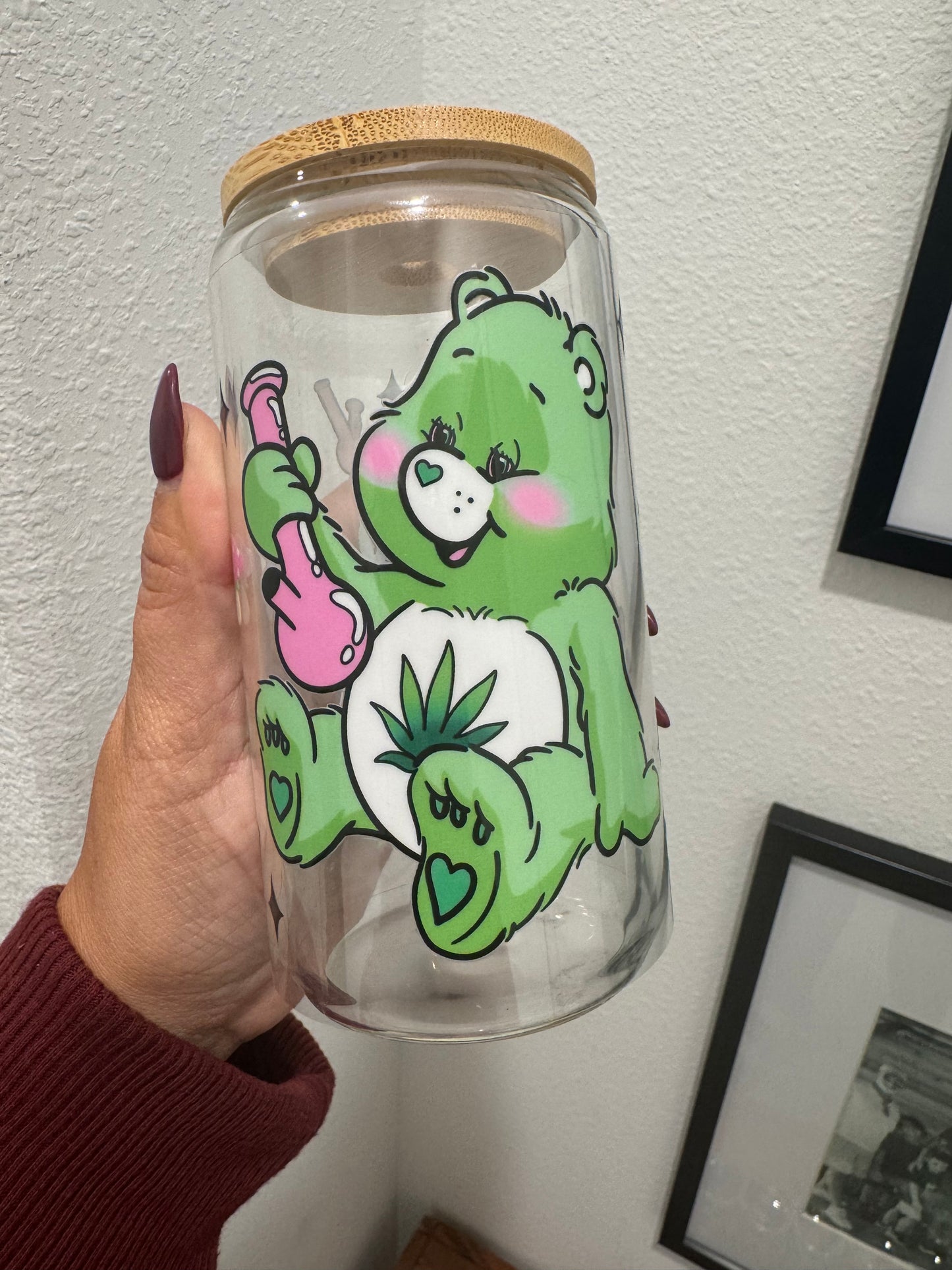 Care Bear Bong 420 Mary Jane UV DTF Wrap Transfer 16oz | No Heat Needed | Waterproof | Permanent Adhesive