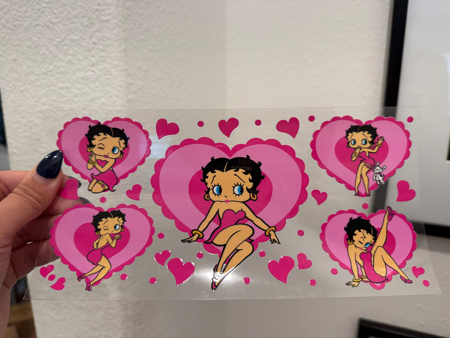 Betty Boop Pink UV DTF Wrap Transfer 16oz | No Heat Needed | Waterproof | Permanent Adhesive