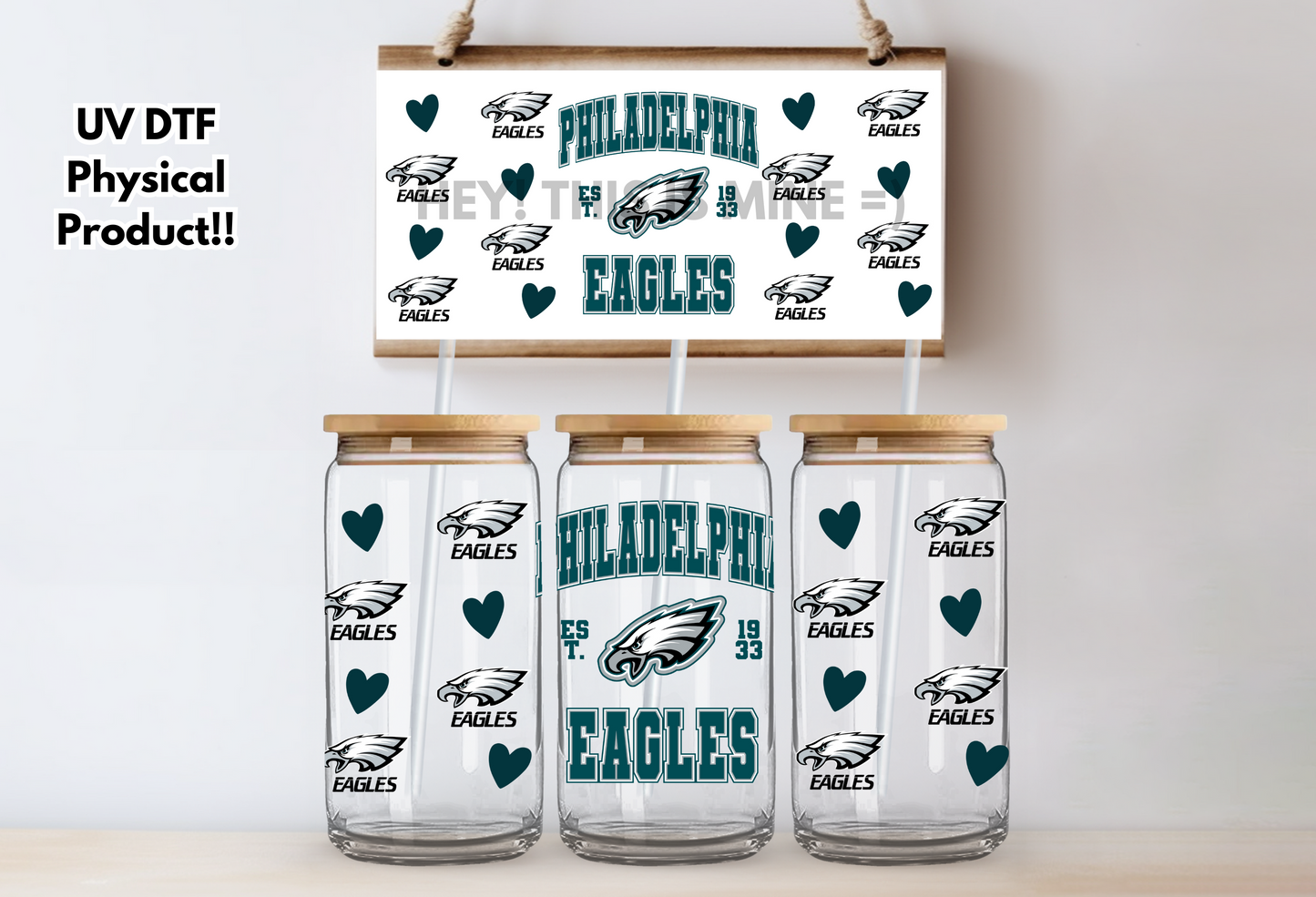 Philadelphia Eagles Girl UV DTF Wrap Transfer 16oz | No Heat Needed | Waterproof | Permanent Adhesive