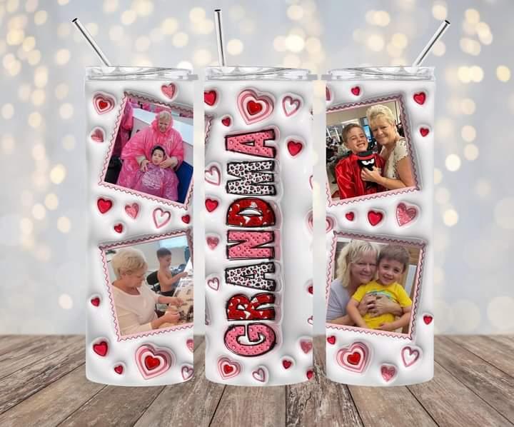 Personalized Grandma Valentine's Day 20 oz Inflated Tumbler