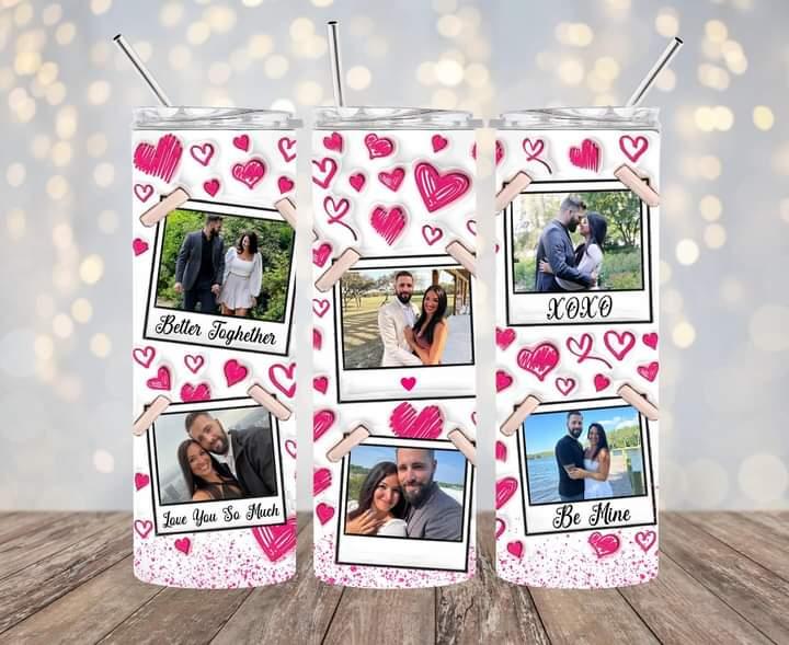 Personalized Couple Photo Collage Valentine's Day 20 oz Inflated Tumbler
