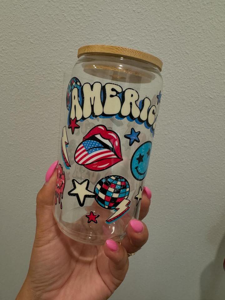 America Party in the USA UV DTF Wrap Transfer 16oz | No Heat Needed | Waterproof | Permanent Adhesive