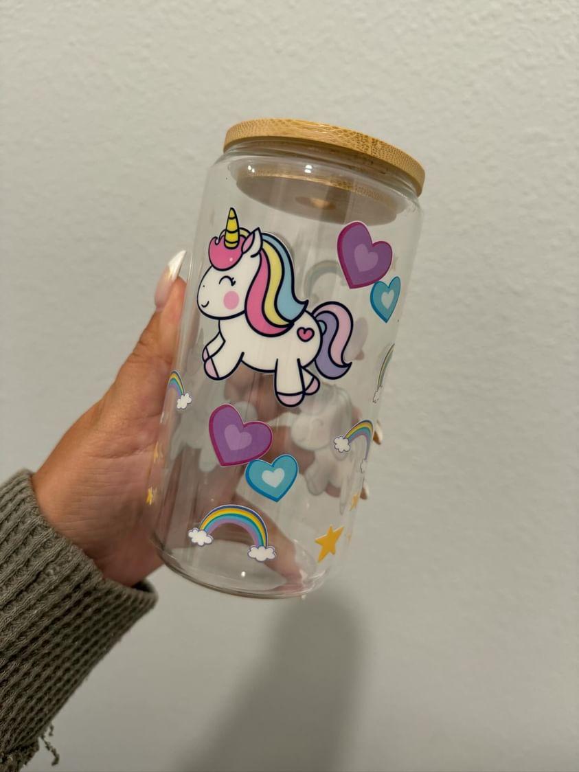 Rainbow Unicorn UV DTF Wrap Transfer 16oz | No Heat Needed | Waterproof | Permanent Adhesive