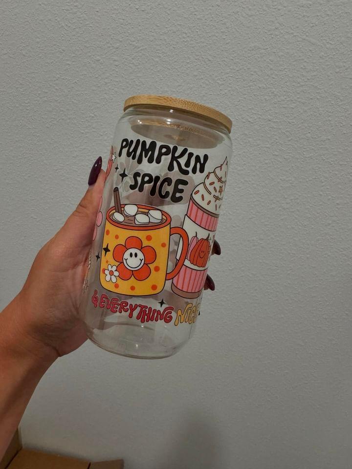 Pumpkin Spice and Everything Nice UV DTF Wrap Transfer 16oz | No Heat Needed | Waterproof | Permanent Adhesive