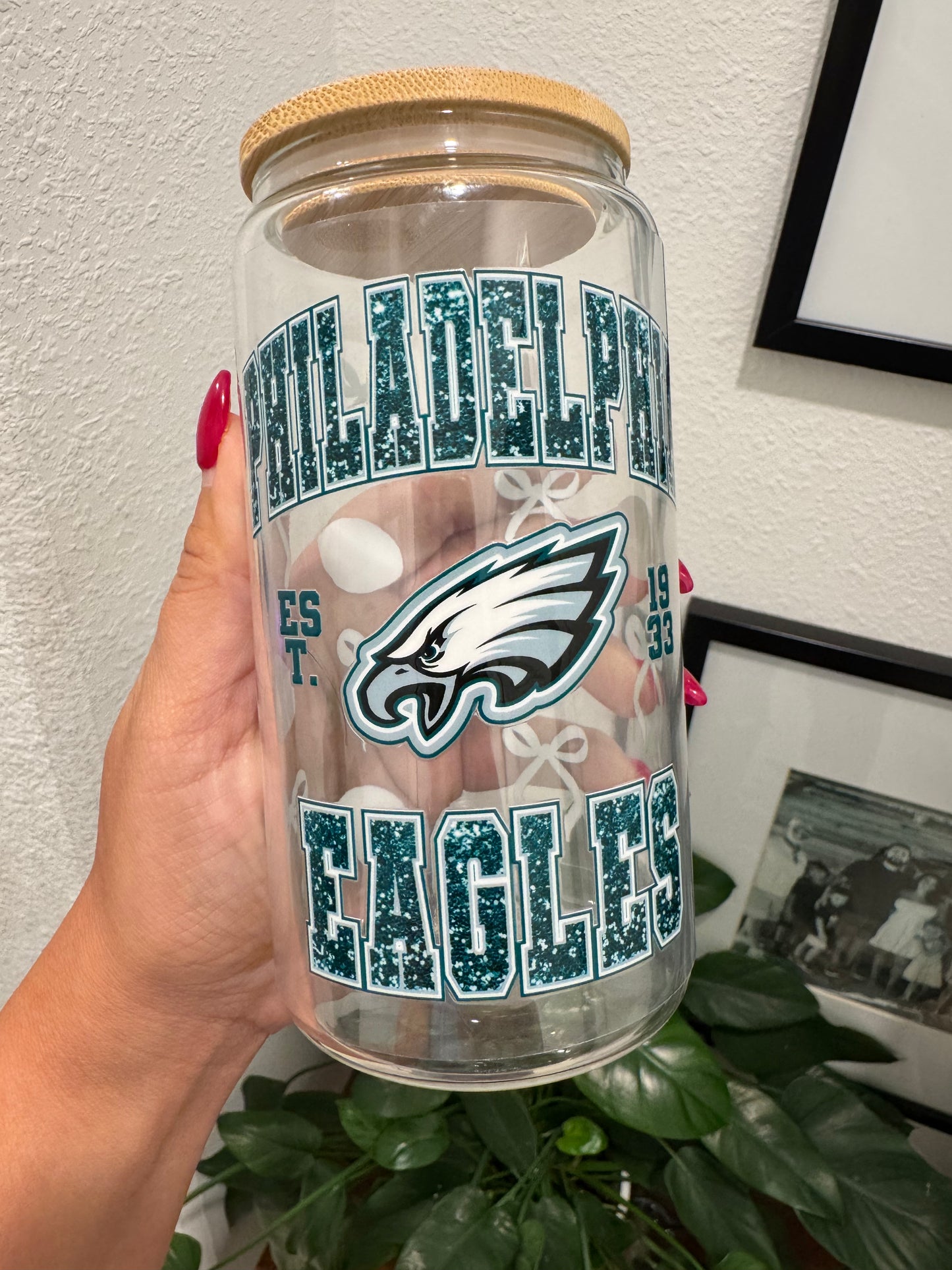 Philadelphia Eagles Bow UV DTF Wrap Transfer 16oz | No Heat Needed | Waterproof | Permanent Adhesive