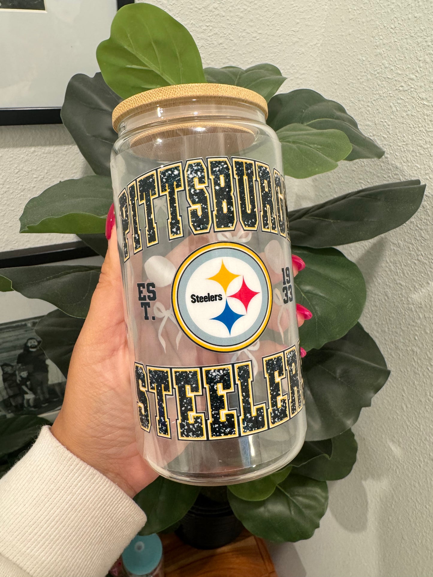 Pittsburgh Steelers Bows UV DTF Wrap Transfer 16oz |No Heat Needed | Waterproof | Permanent Adhesive