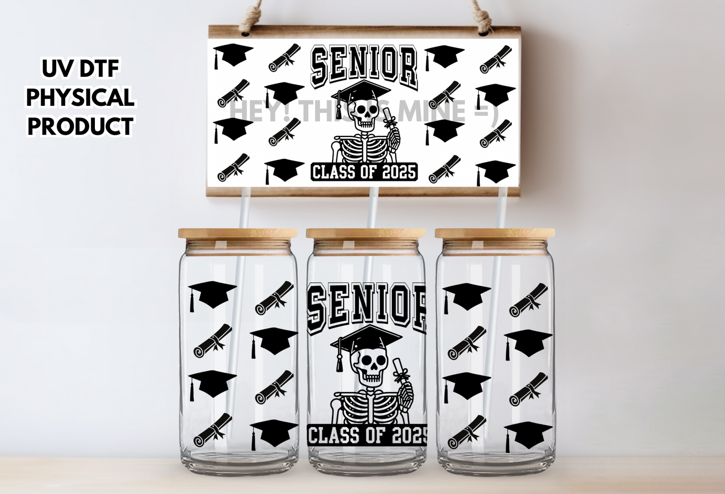 Senior Class of 2025 UV DTF Wrap Transfer 16oz | No Heat Needed | Waterproof | Permanent Adhesive