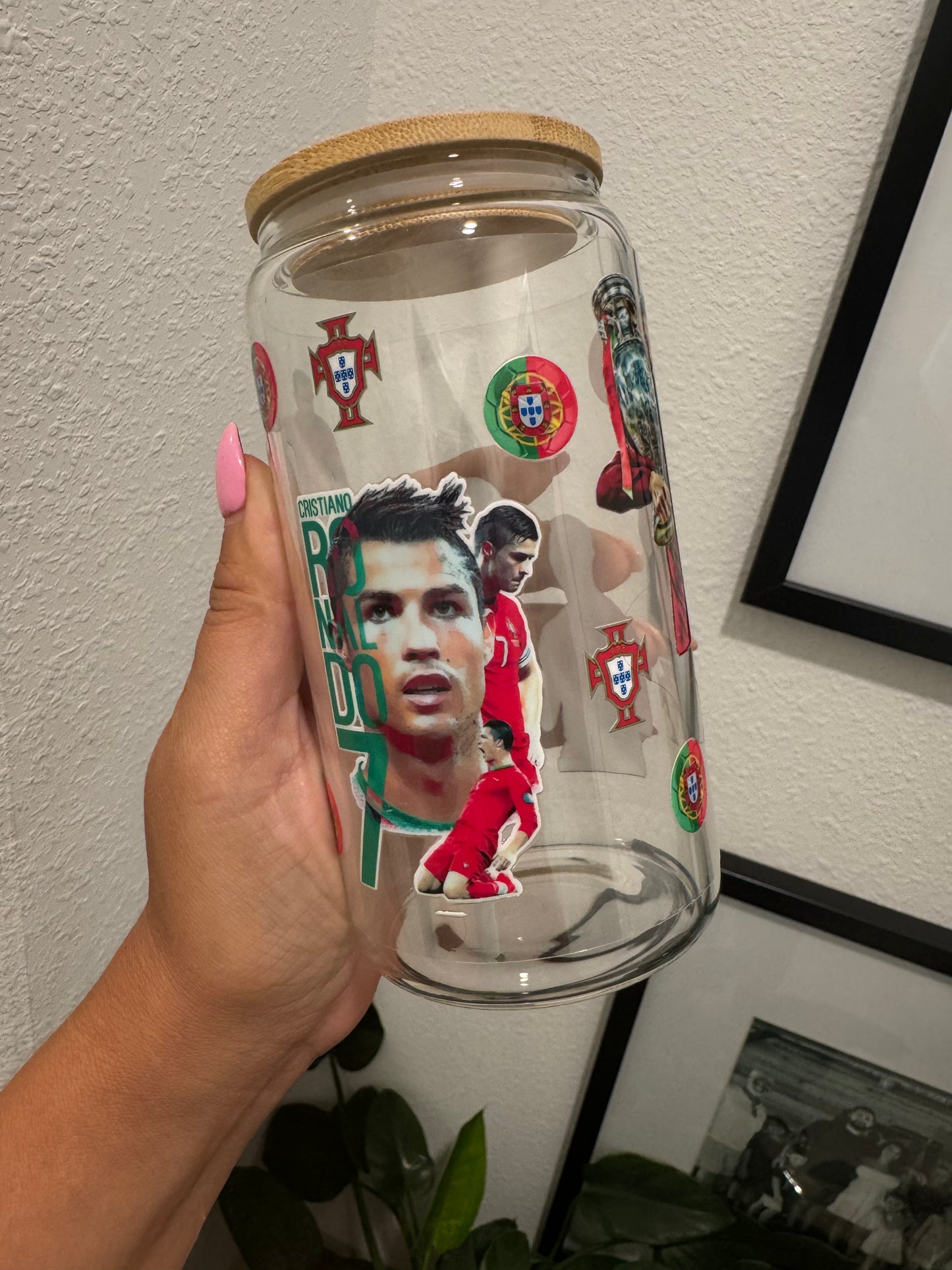 Cristiano Ronaldo Soccer Futbol CR7 UV DTF Wrap Transfer 16oz | No Heat Needed | Waterproof | Permanent Adhesive