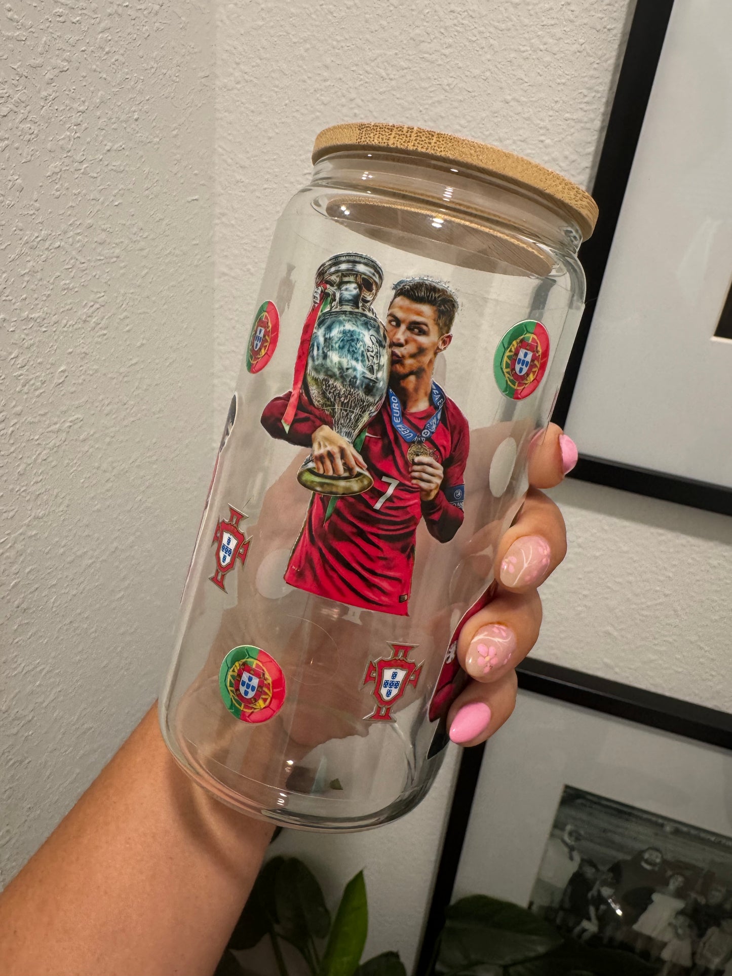 Cristiano Ronaldo Soccer Futbol CR7 UV DTF Wrap Transfer 16oz | No Heat Needed | Waterproof | Permanent Adhesive