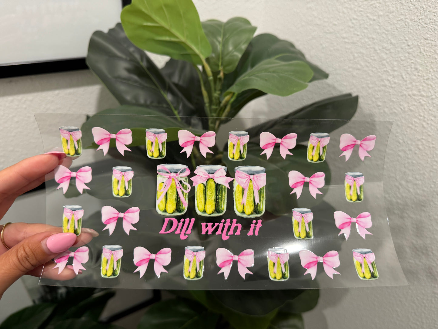 Dill With It Pickle Bow Coquette UV DTF Wrap Transfer 16oz | No Heat Needed | Waterproof | Permanent Adhesive