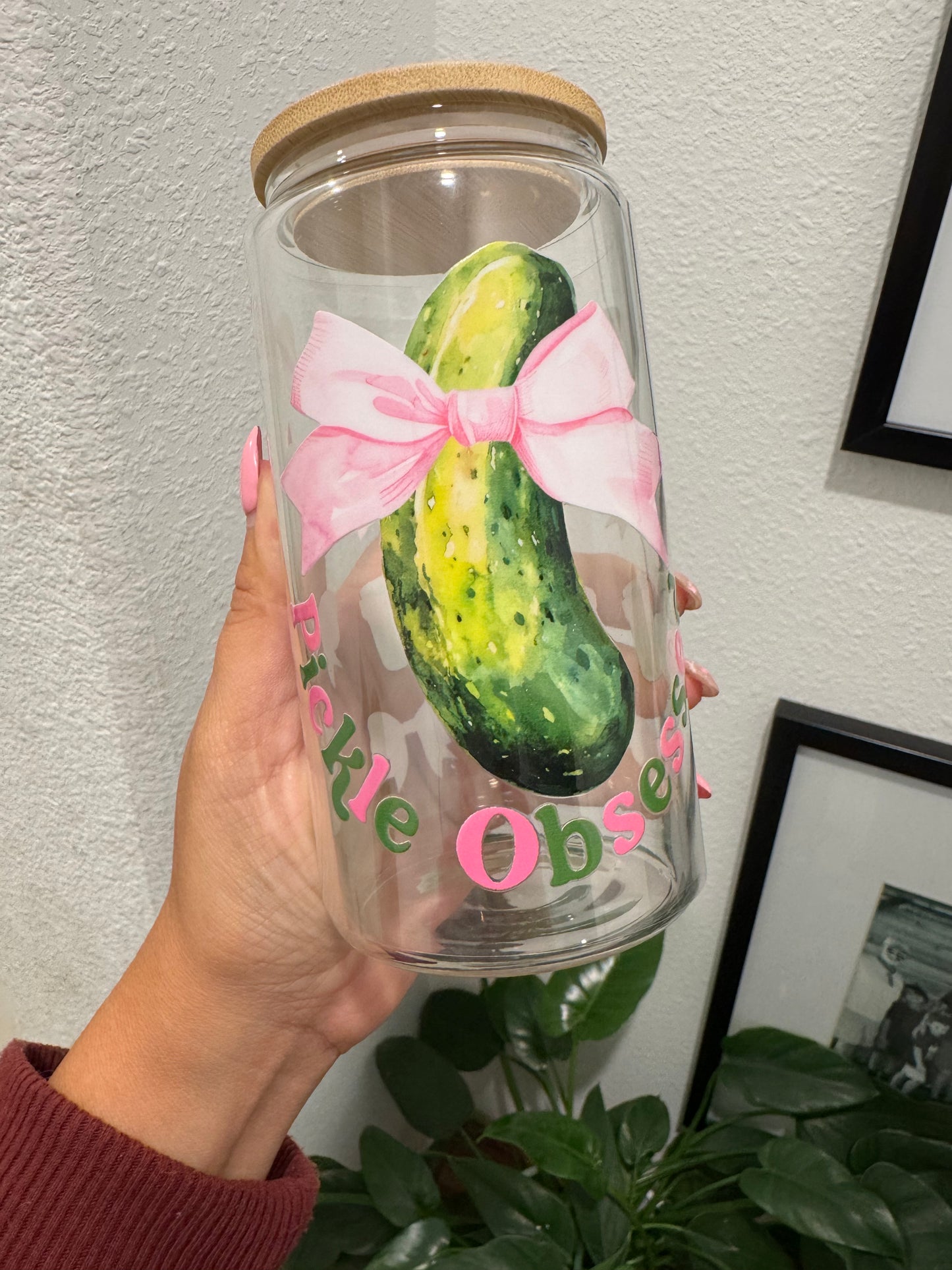 Pickle Obsessed Bow Coquette UV DTF Wrap Transfer 16oz | No Heat Needed | Waterproof | Permanent Adhesive
