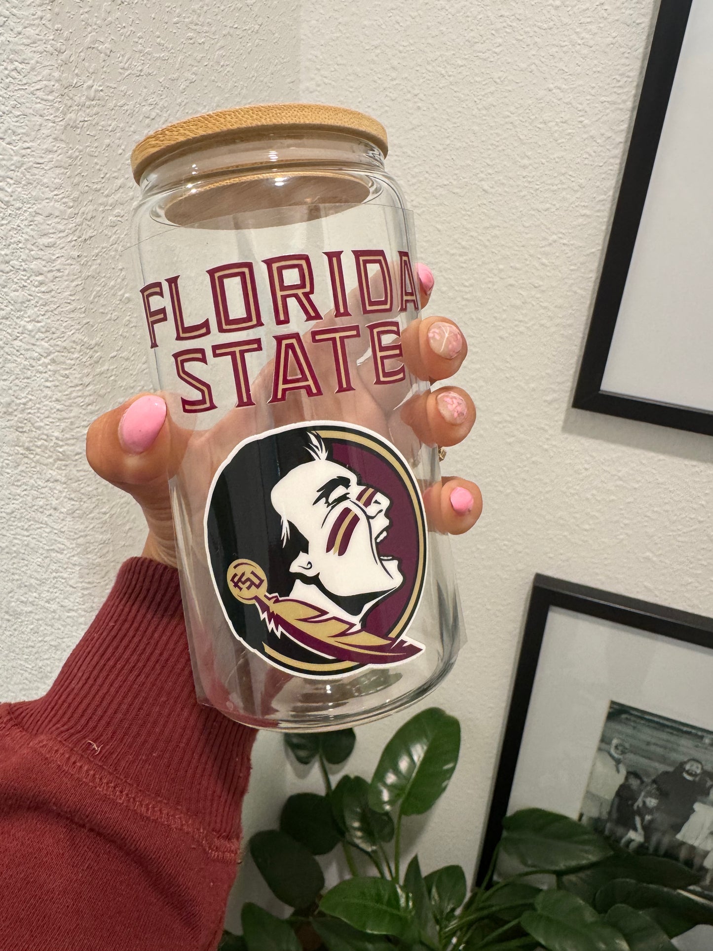 FSU Seminoles Football Circle Decal UV DTF Wrap Transfer 16oz | No Heat Needed | Waterproof | Permanent Adhesive