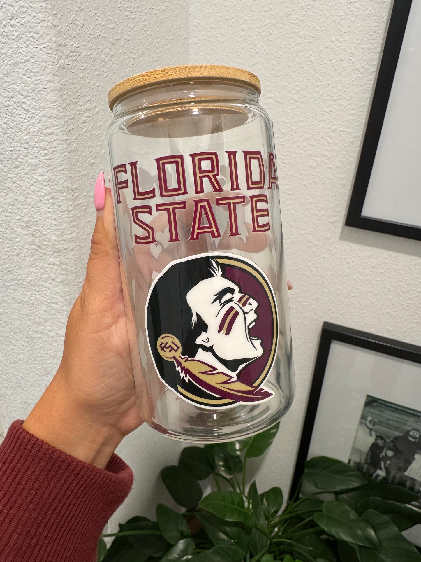 FSU Seminoles Double Heart Bow UV DTF Wrap Transfer 16oz | No Heat Needed | Waterproof | Permanent Adhesive