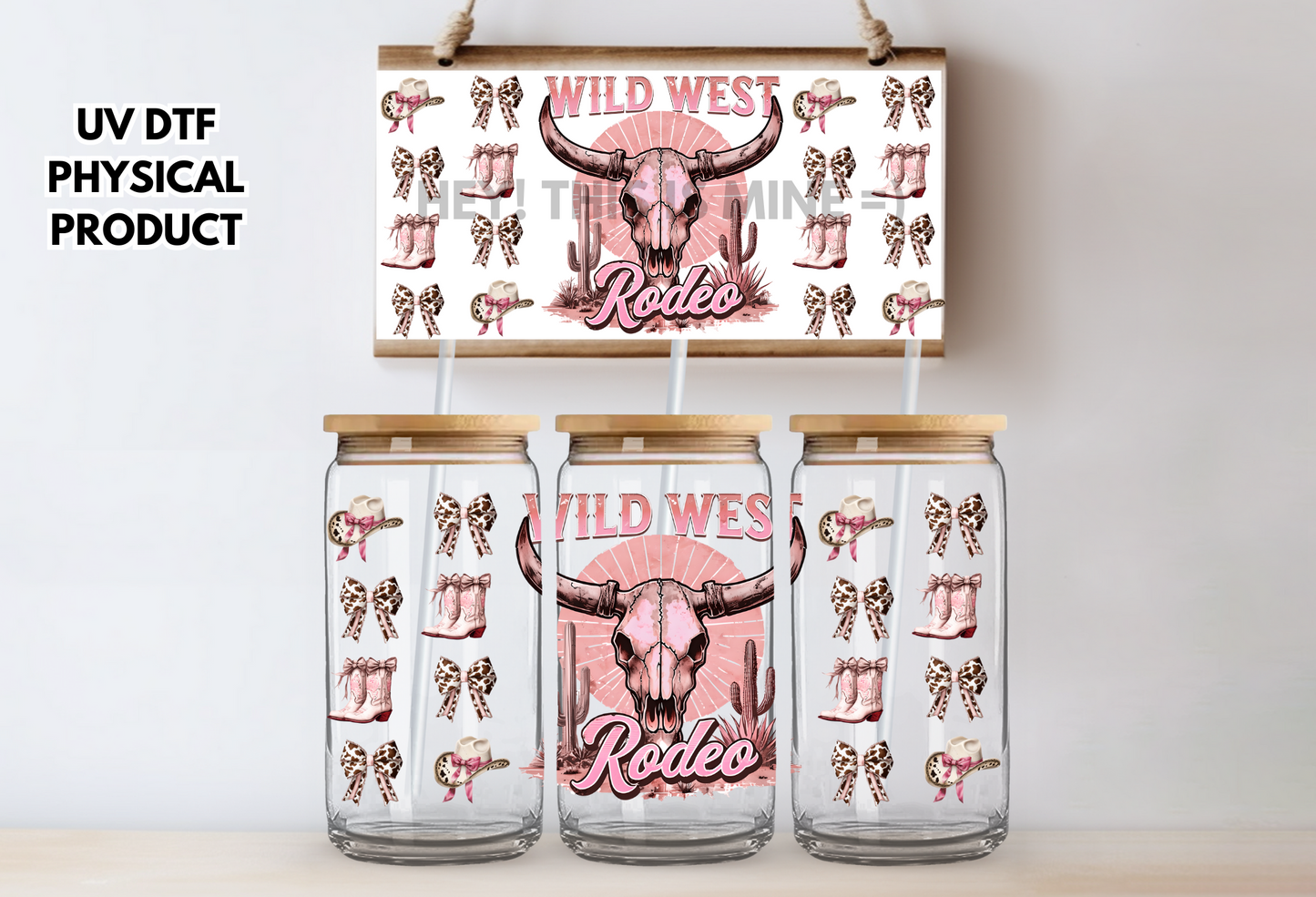 Wild West Rodeo Western Cowgirl UV DTF Wrap Transfer 16oz | No Heat Needed | Waterproof | Permanent Adhesive