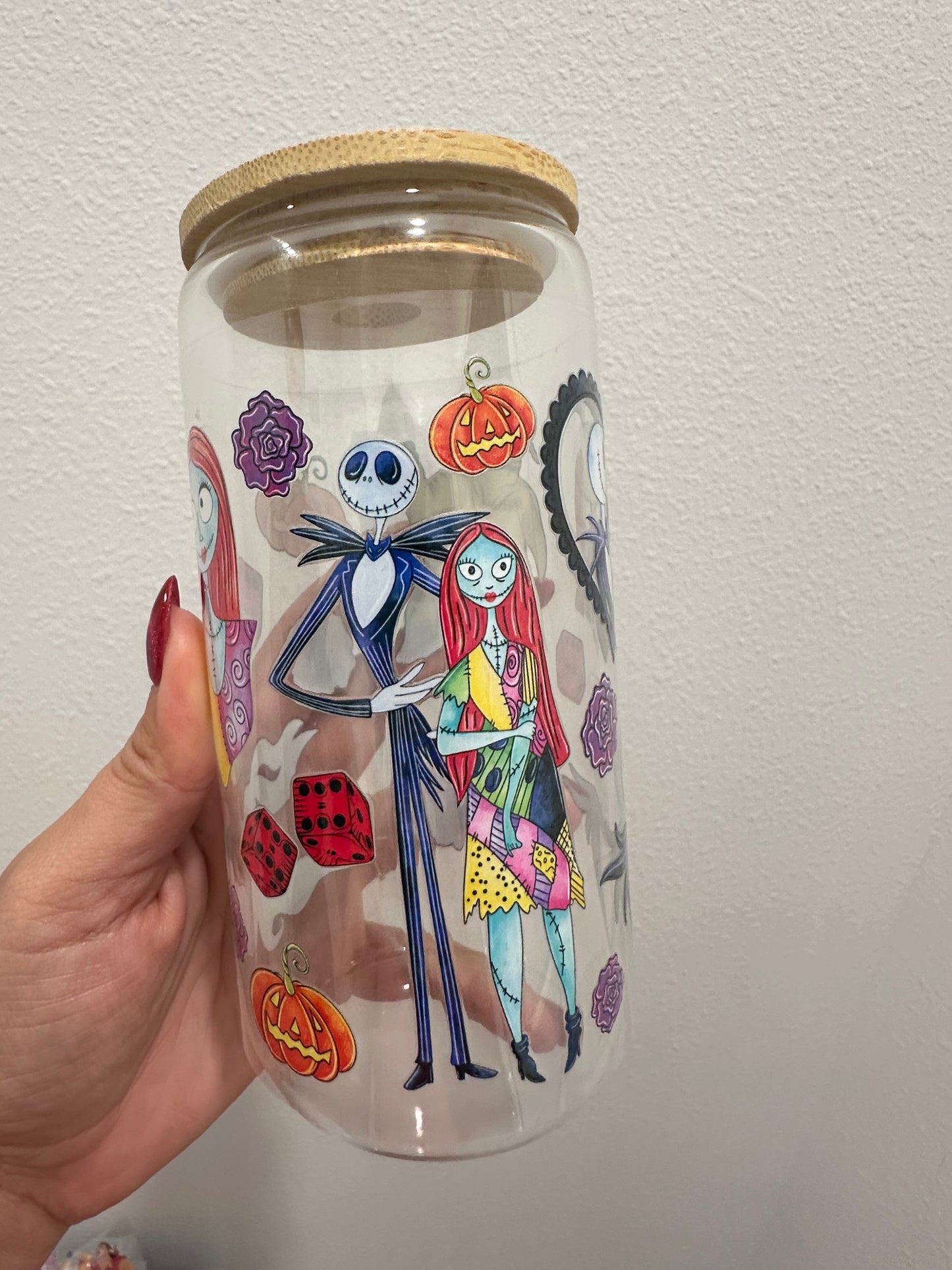 Nightmare Before Christmas Jack and Sally UV DTF Wrap Transfer 16oz | No Heat Needed | Waterproof | Permanent Adhesive