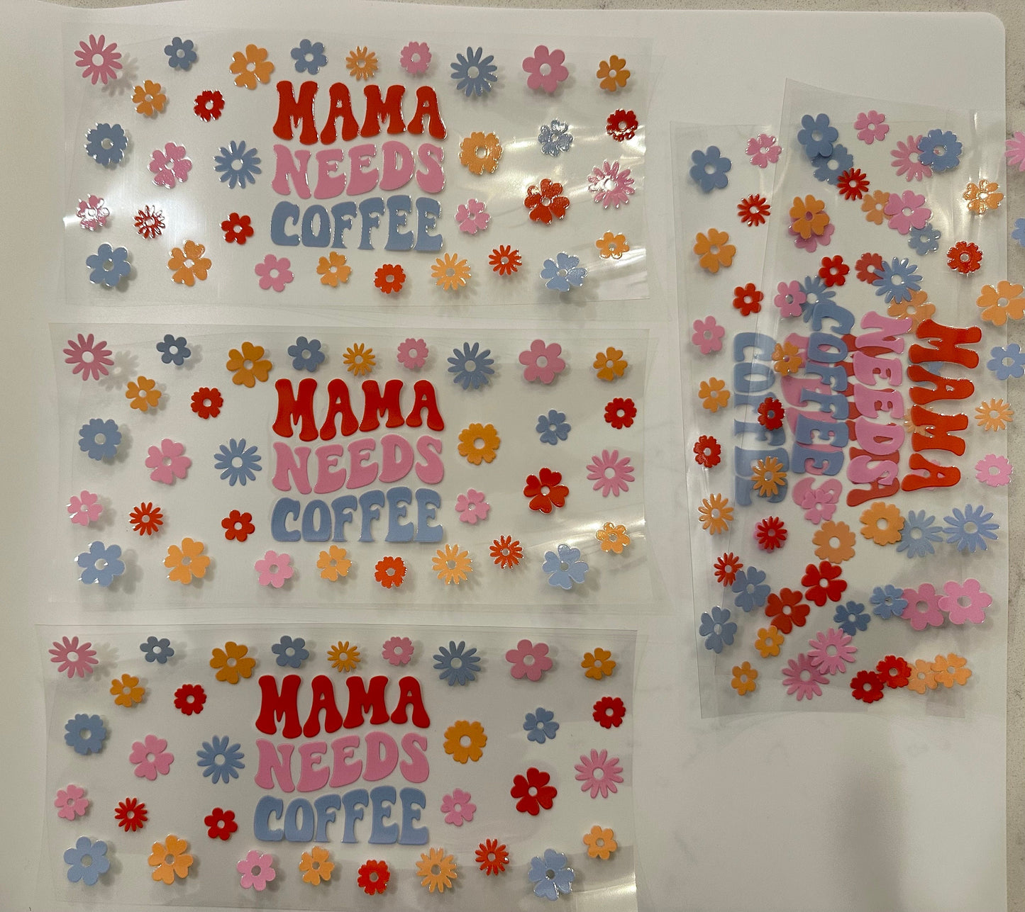 Mama Needs Coffee UV DTF Wrap Transfer 16oz | No Heat Needed | Waterproof | Permanent Adhesive