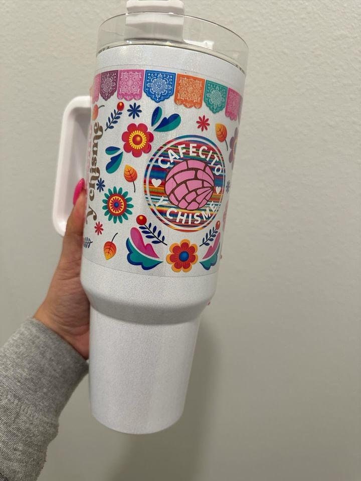 Cafecito y Chisme Colorful UV DTF Wrap Transfer 16oz | No Heat Needed | Waterproof | Permanent Adhesive