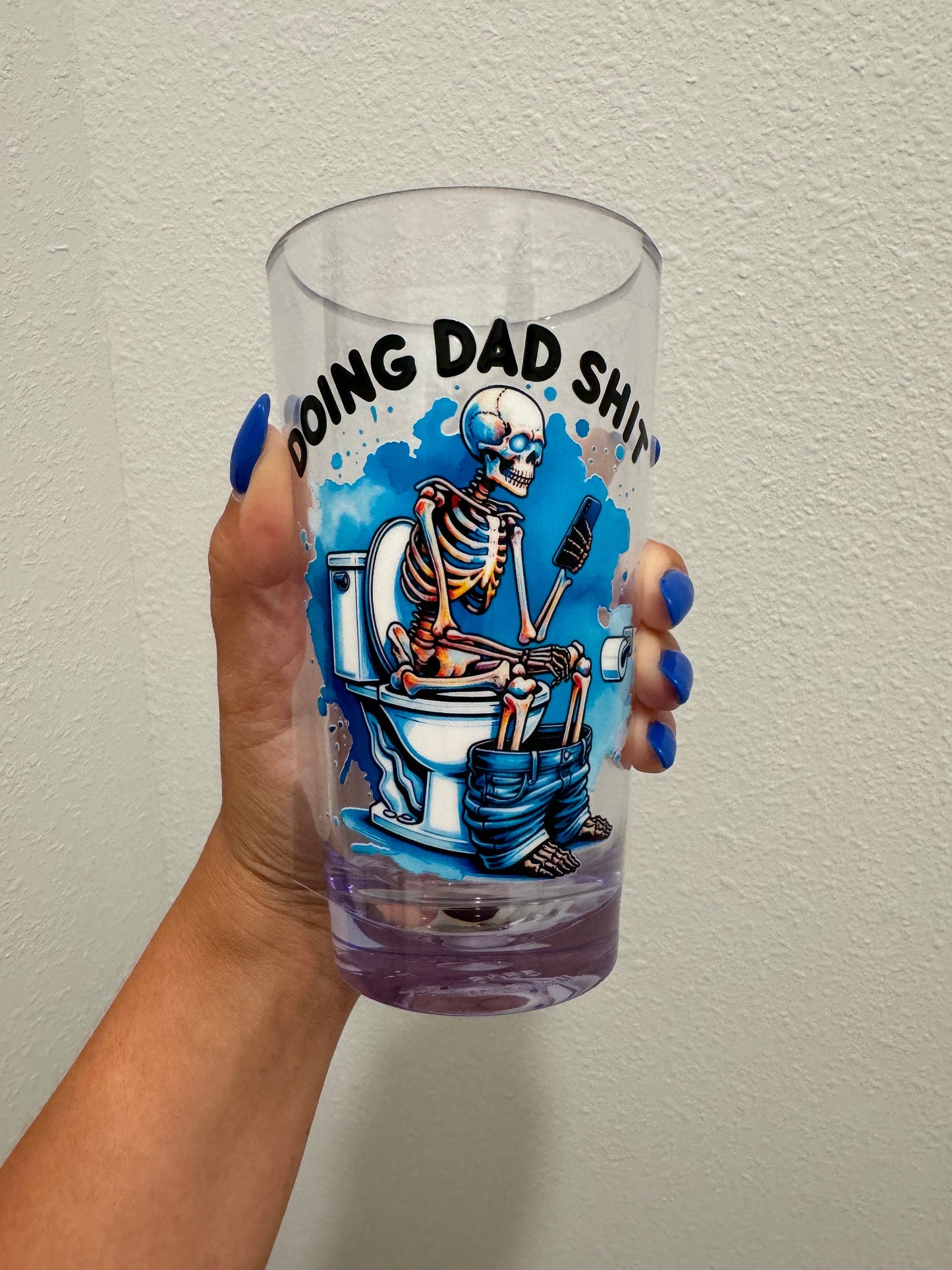 Doing Dad Shit UV DTF Wrap Transfer 16oz Pint Glass Beer Mug | No Heat Needed | Waterproof | Permanent Adhesive