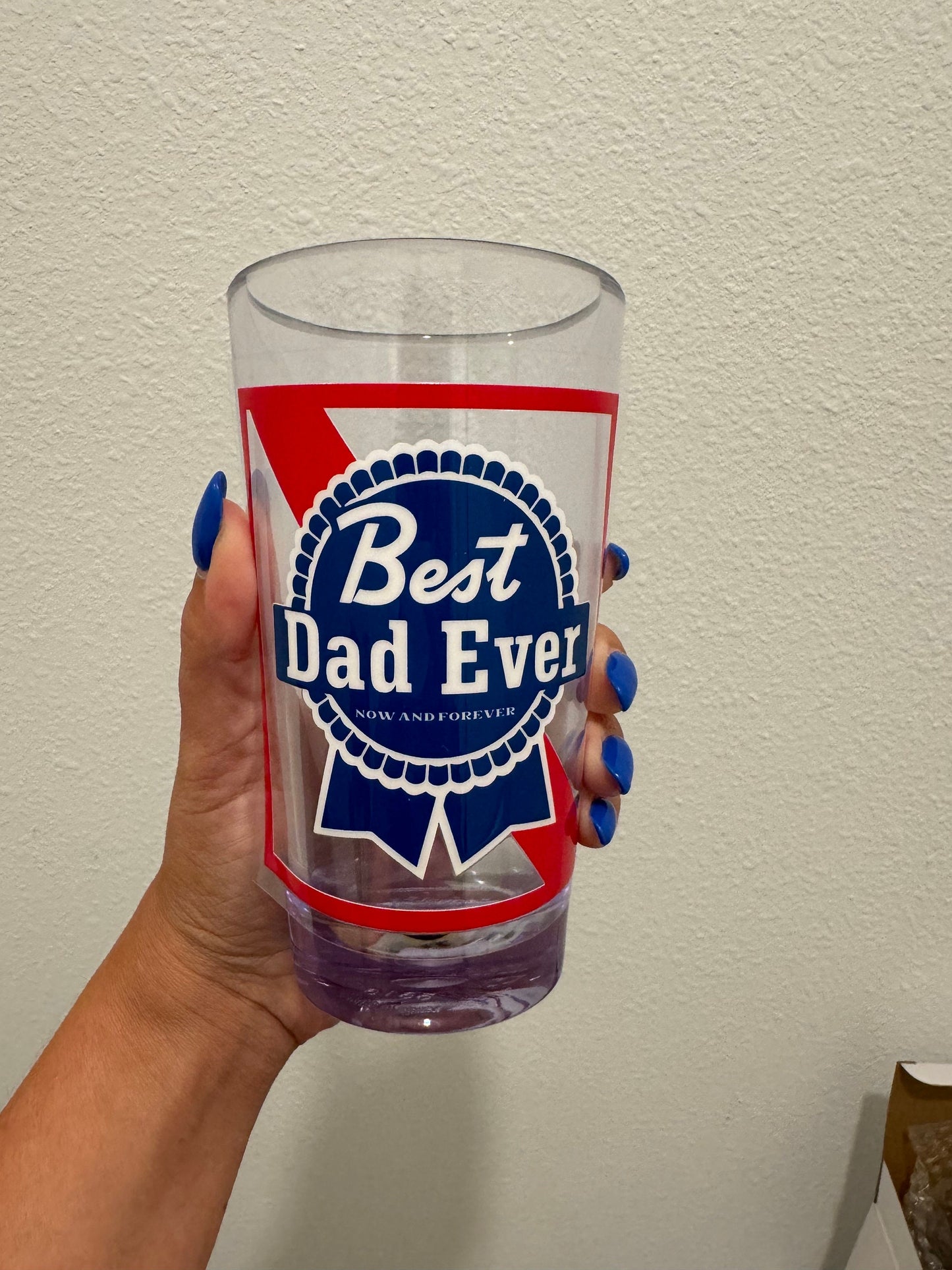 Best Dad Ever PBR UV DTF Wrap Transfer 16oz Pint Glass Beer Mug | No Heat Needed | Waterproof | Permanent Adhesive
