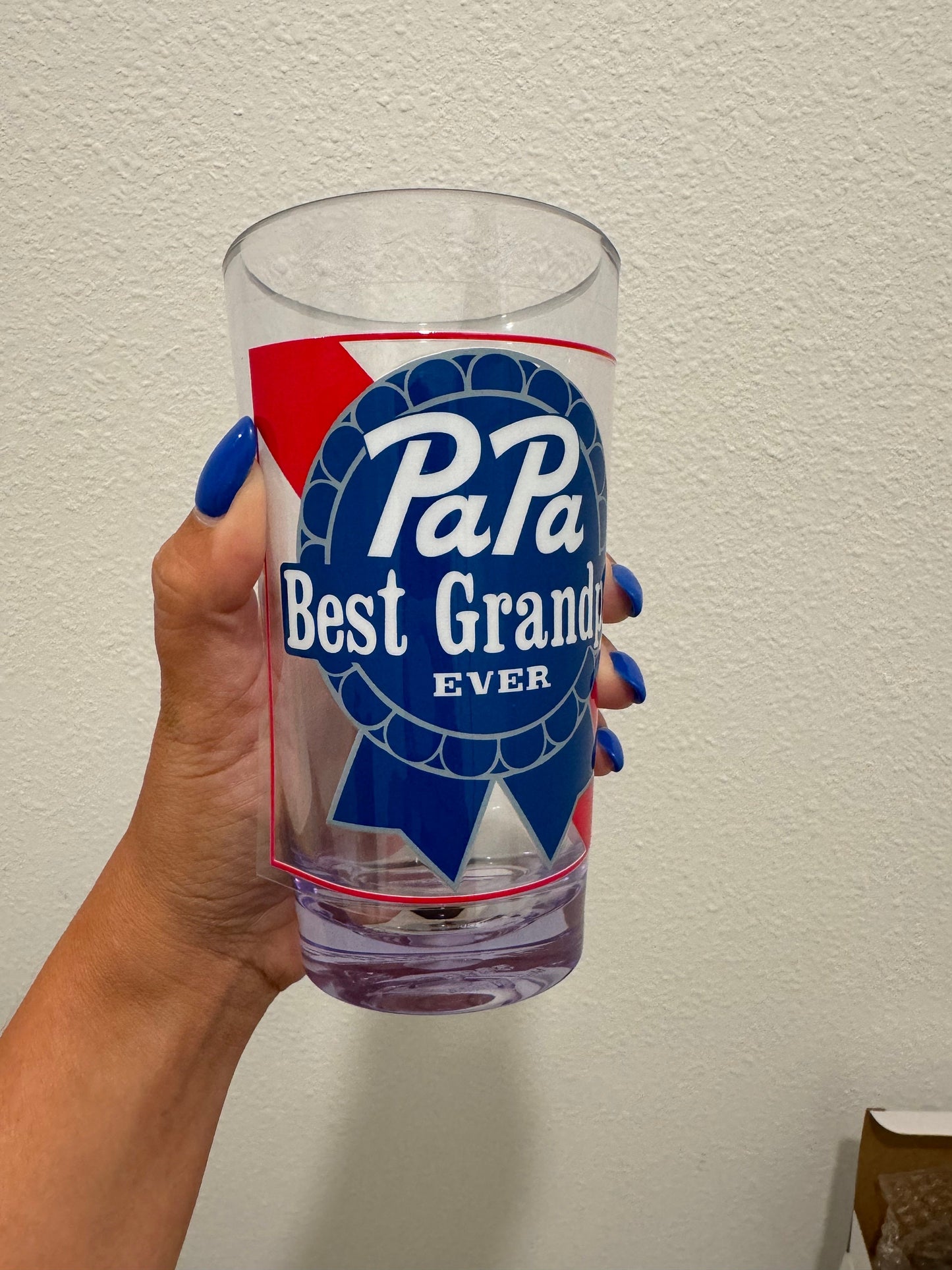 Papa Grandpa PBR UV DTF Wrap Transfer 16oz Pint Glass Beer Mug | No Heat Needed | Waterproof | Permanent Adhesive