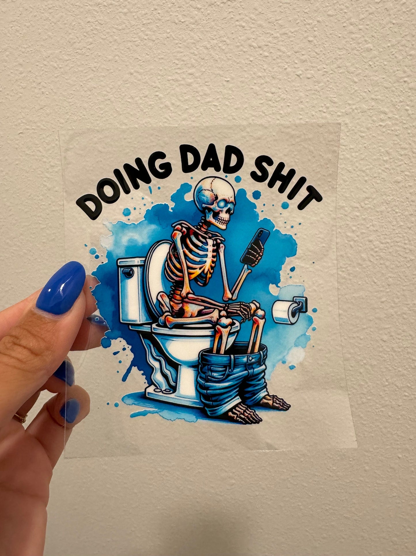 Doing Dad Shit UV DTF Wrap Transfer 16oz Pint Glass Beer Mug | No Heat Needed | Waterproof | Permanent Adhesive