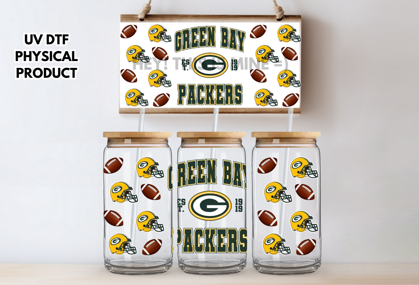 Greenbay Packers Helmets UV DTF Wrap Transfer 16oz | No Heat Needed | Waterproof | Permanent Adhesive