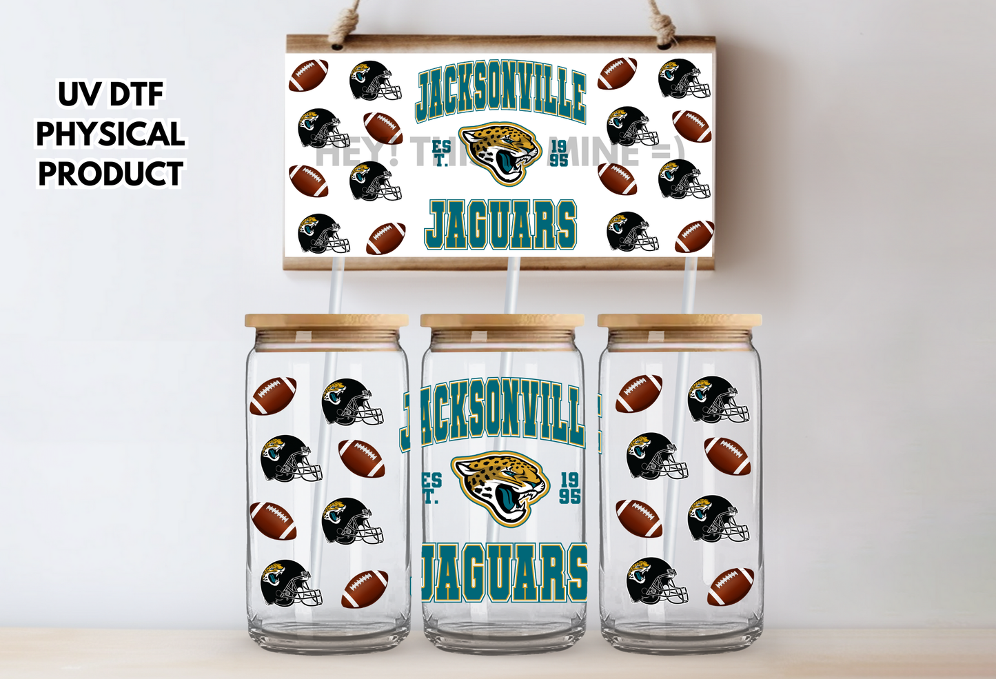 Jacksonville Jaguars Helmets UV DTF Wrap Transfer 16oz | No Heat Needed | Waterproof | Permanent Adhesive