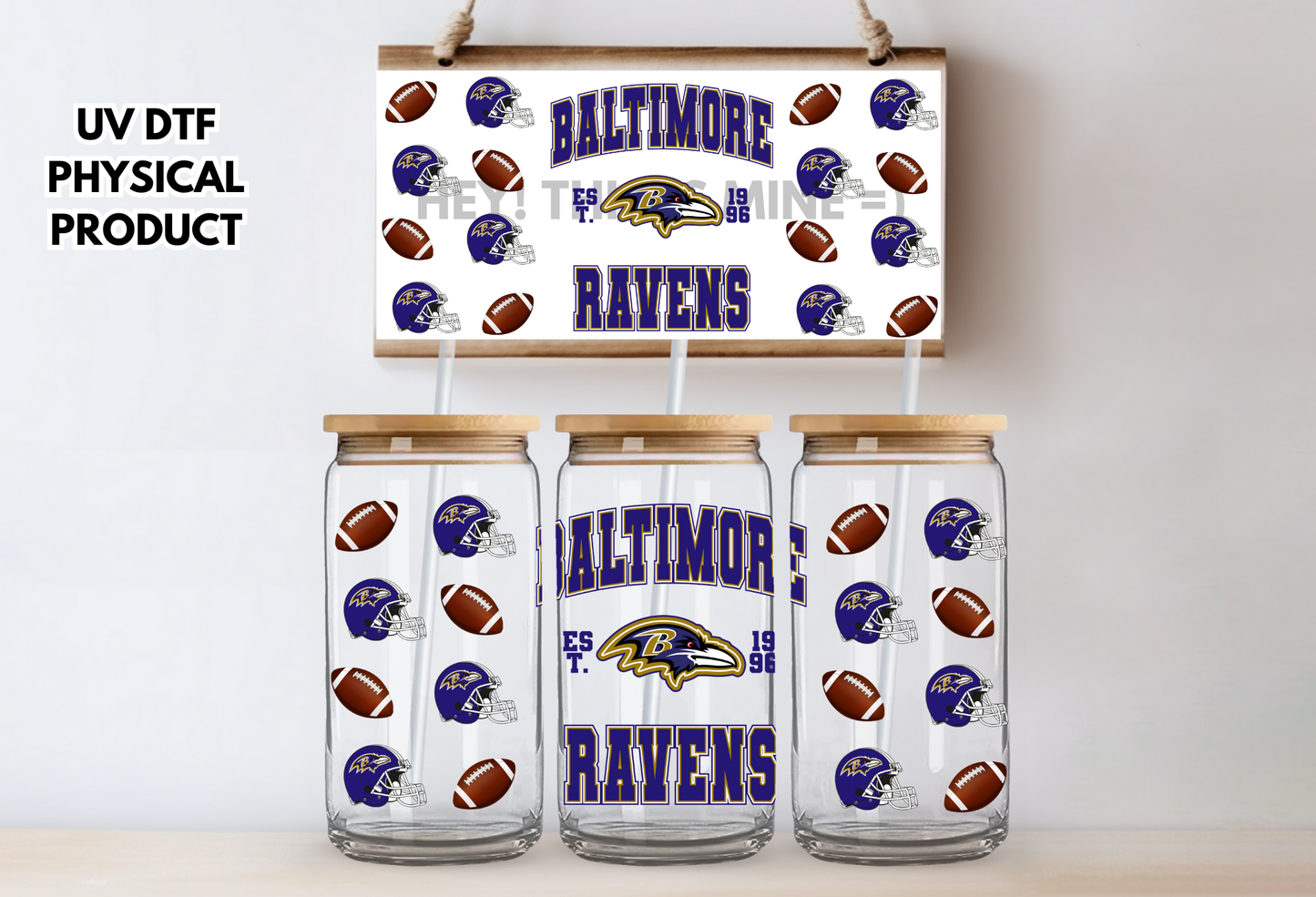 Baltimore Ravens Helmets UV DTF Wrap Transfer 16oz |No Heat Needed | Waterproof | Permanent Adhesive