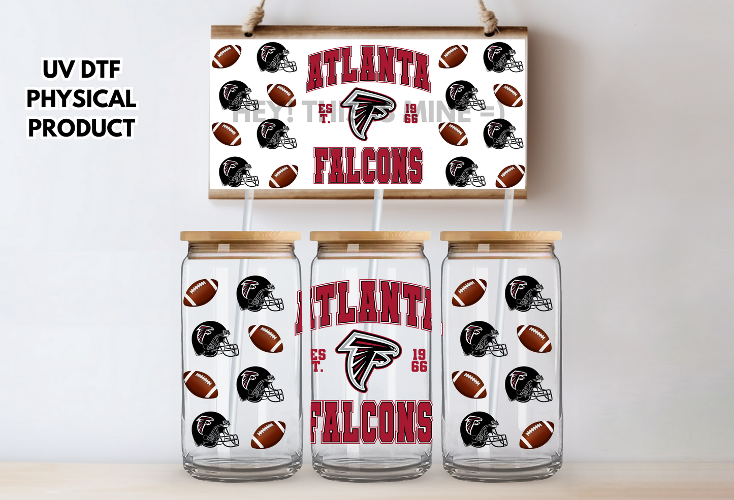 Atlanta Falcons Helmets UV DTF Wrap Transfer 16oz | No Heat Needed | Waterproof | Permanent Adhesive