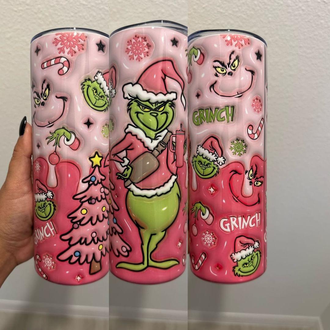 Grinch Double Pink Crossbody Bag w/ Stanley Cup 20oz Tumbler