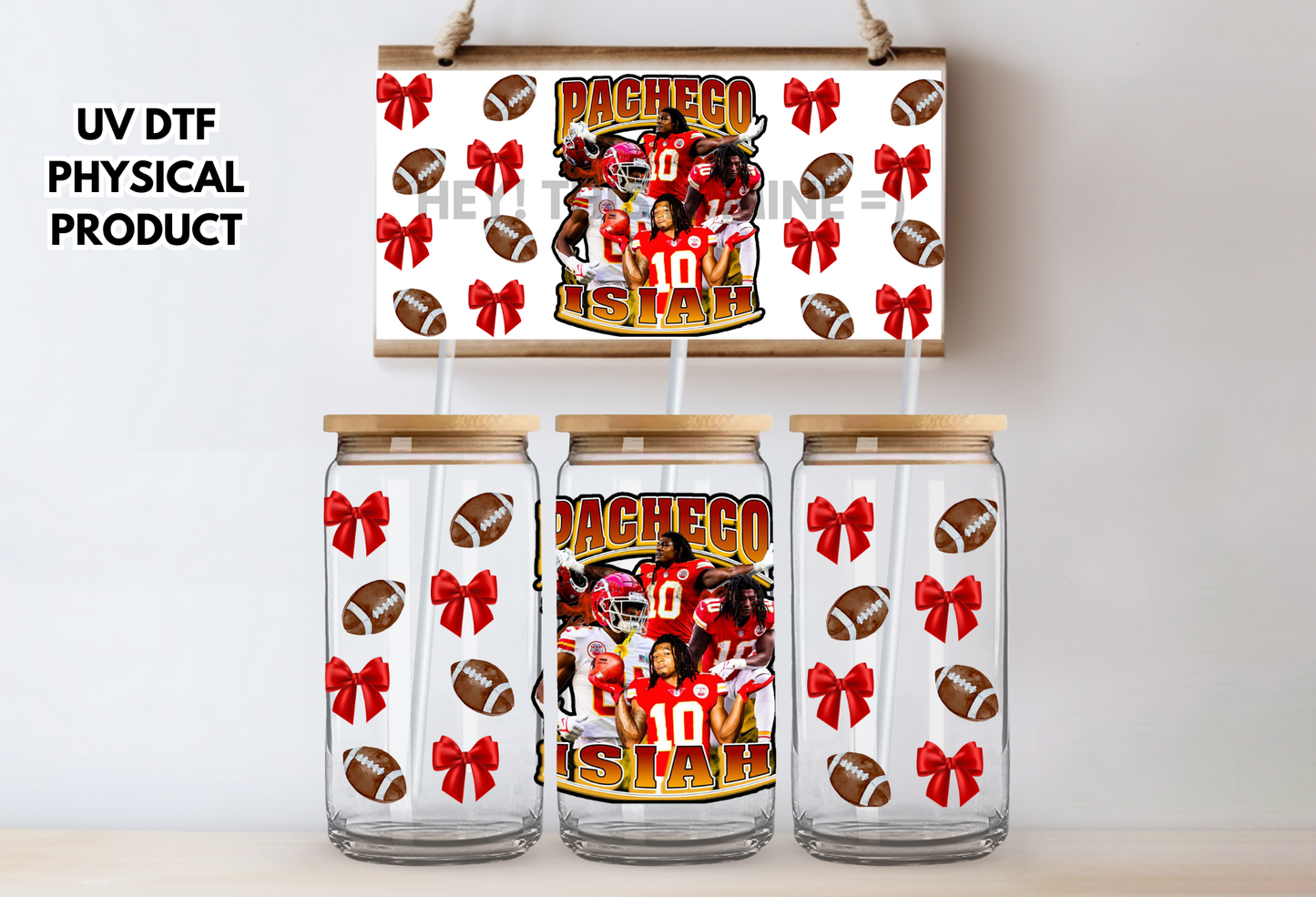 Kansas City Chiefs Pacheco UV DTF Wrap Transfer 16oz | No Heat Needed | Waterproof | Permanent Adhesive