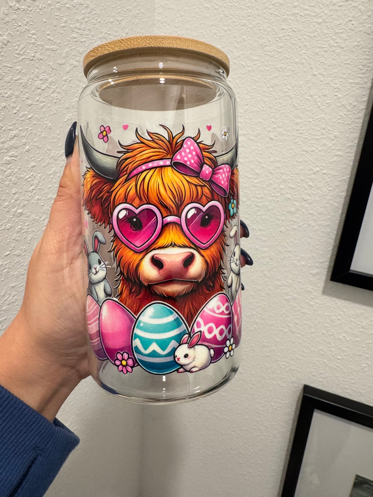 Highland Cow Easter Faith UV DTF Wrap Transfer 16oz | No Heat Needed | Waterproof | Permanent Adhesive