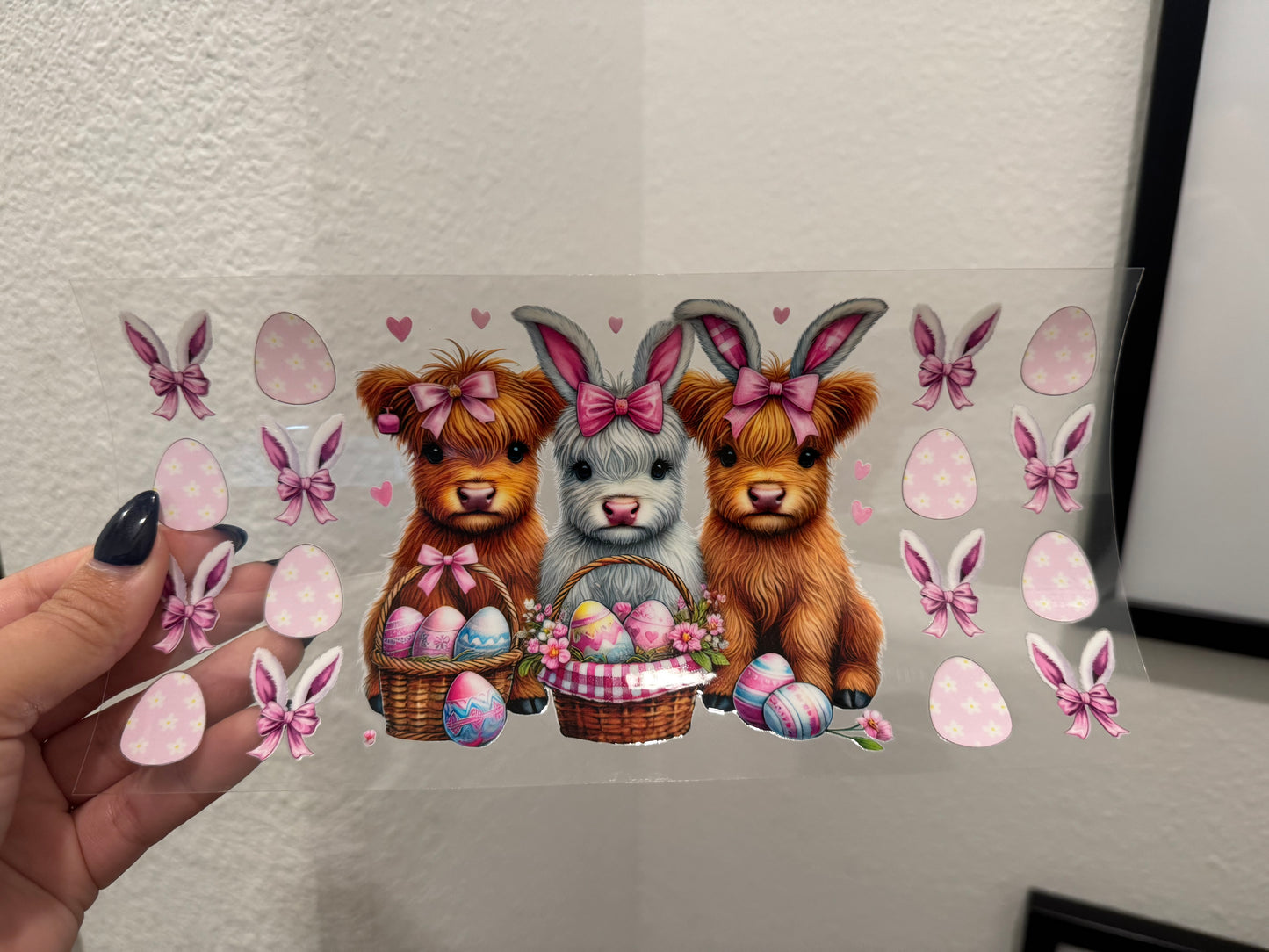 Highland Cow Easter Faith UV DTF Wrap Transfer 16oz | No Heat Needed | Waterproof | Permanent Adhesive