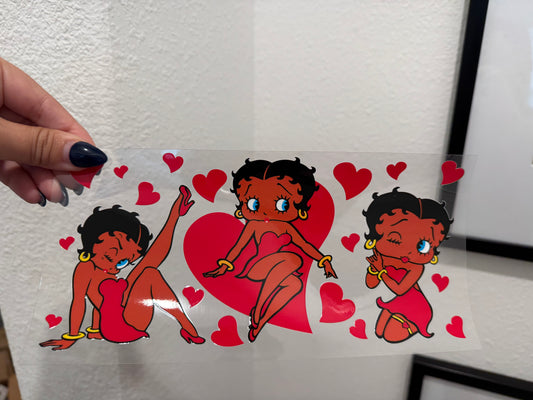 Betty Boop UV DTF Wrap Transfer 16oz | No Heat Needed | Waterproof | Permanent Adhesive