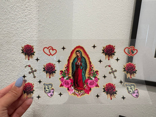 Virgin Mary UV DTF Wrap Transfer 16oz | No Heat Needed | Waterproof | Permanent Adhesive