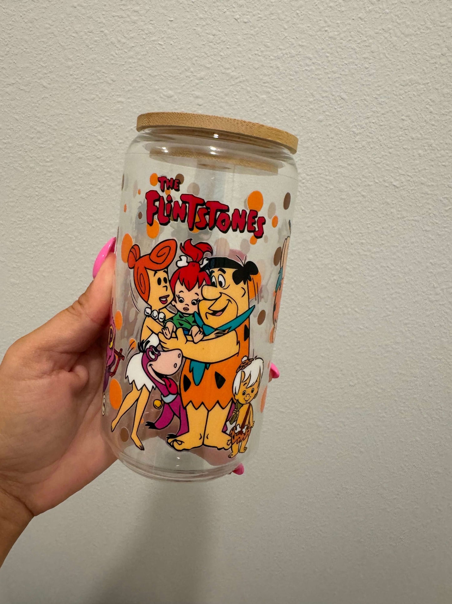 Flintstones Cartoon UV DTF Wrap Transfer 16oz | No Heat Needed | Waterproof | Permanent Adhesive