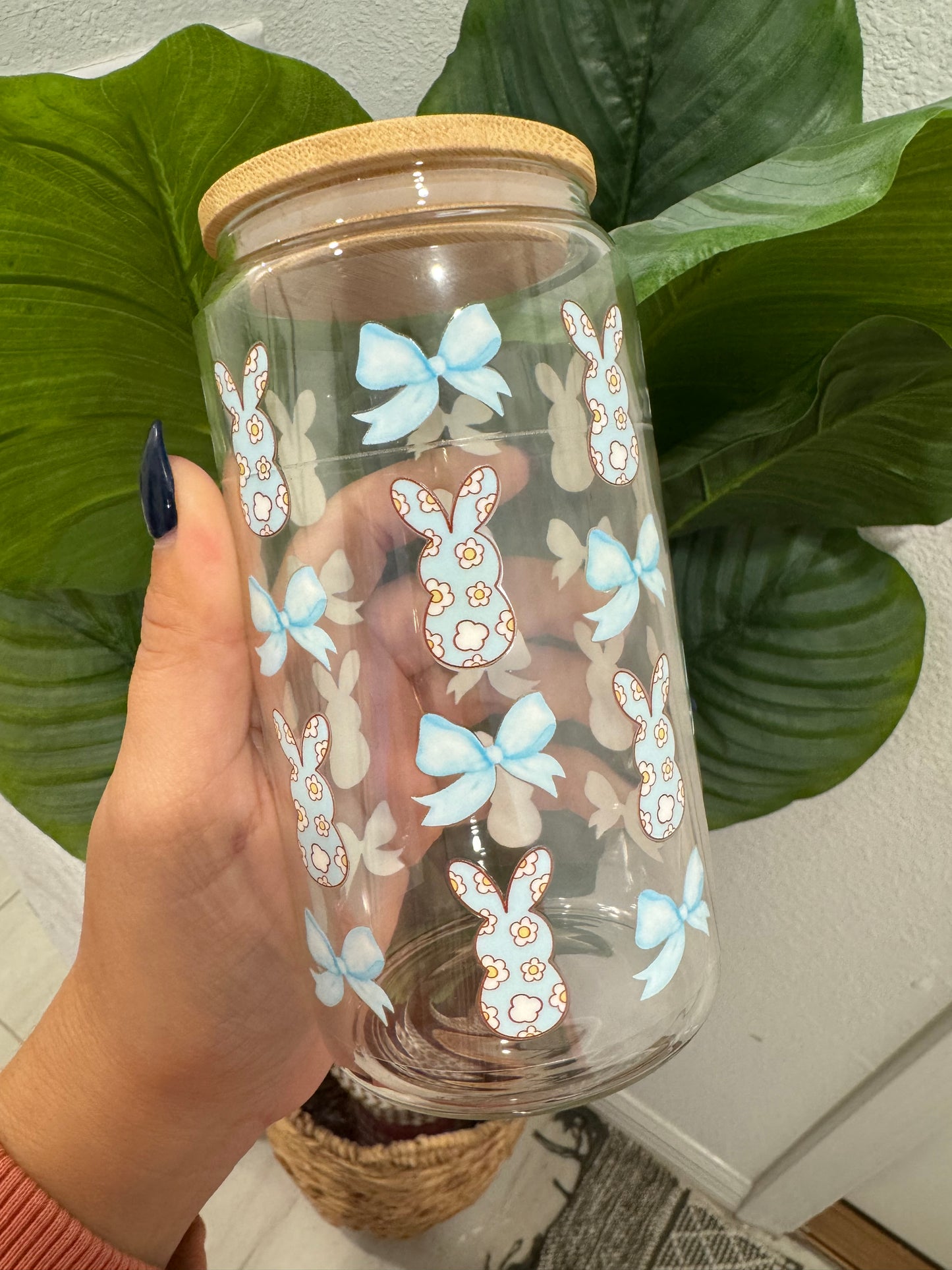 Blue Peep Bow Coquette Easter  UV DTF Wrap Transfer 16oz | No Heat Needed | Waterproof | Permanent Adhesive