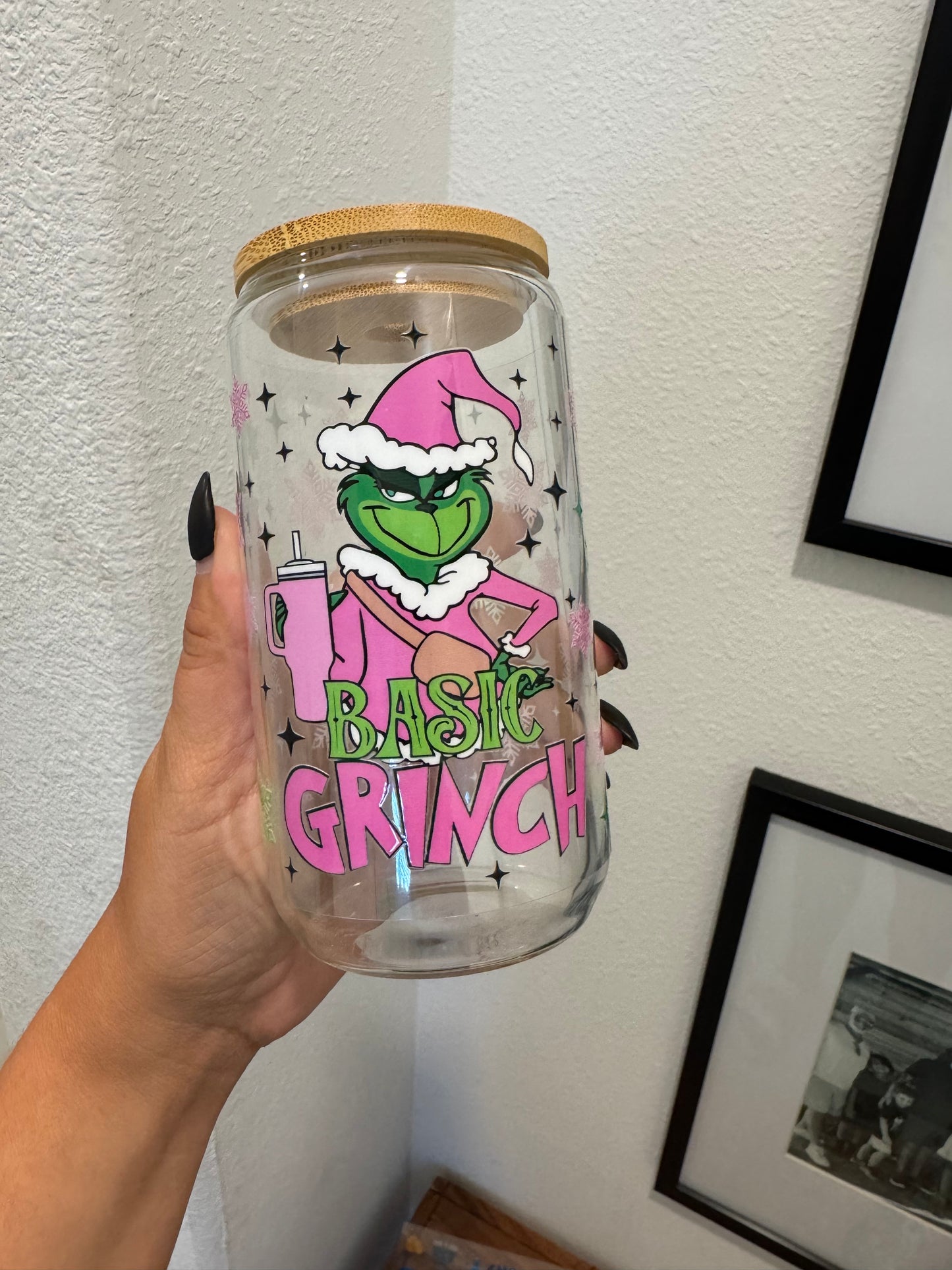 Basic Grinch Christmas Pink Stanley UV DTF Wrap Transfer 16oz | No Heat Needed | Waterproof | Permanent Adhesive