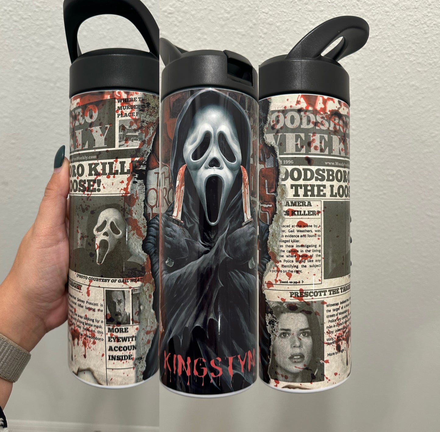 Ghostface Scream Newspaper 20oz Halloween Tumbler