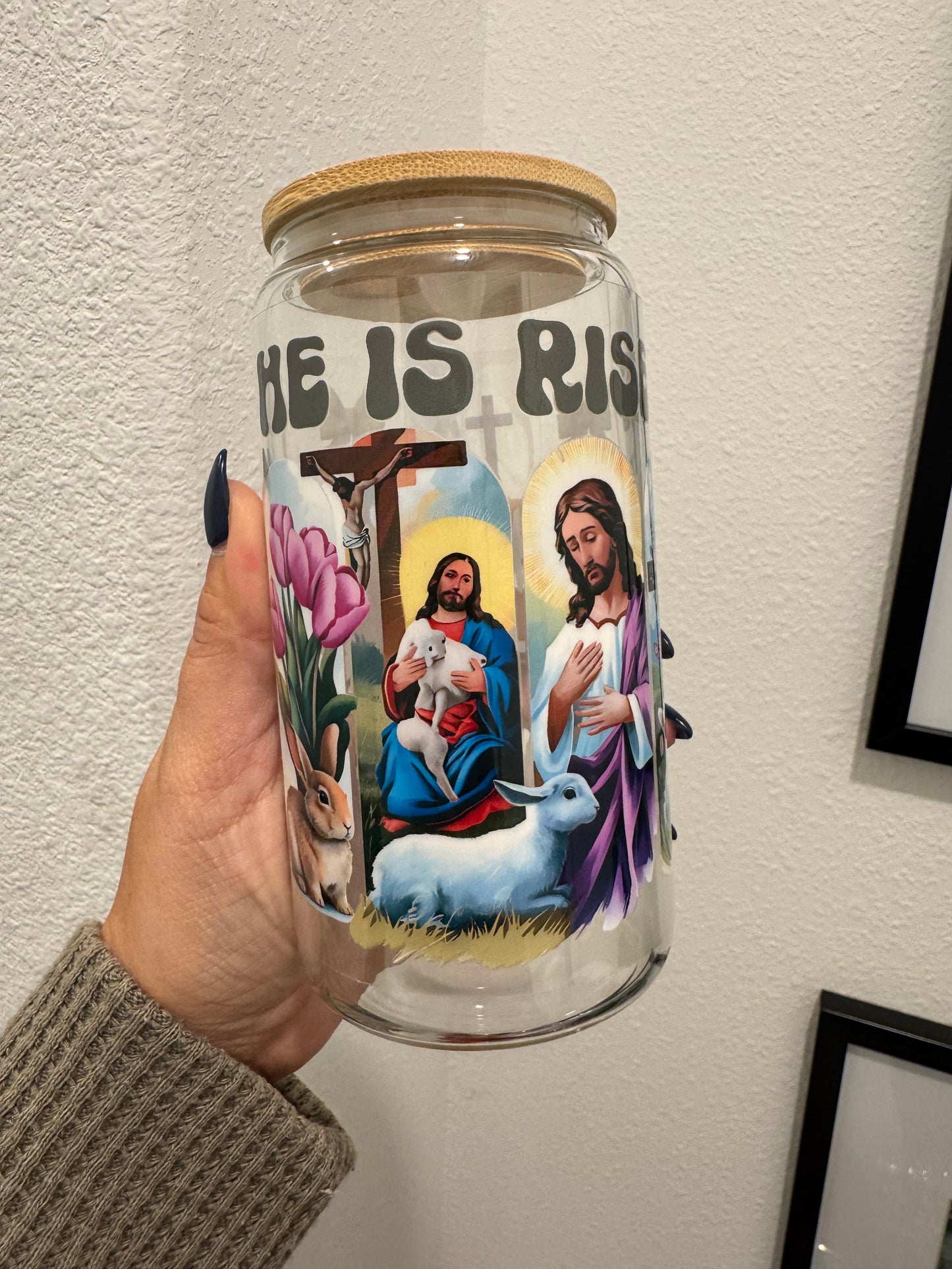 He is Risen Easter Faith UV DTF Wrap Transfer 16oz | No Heat Needed | Waterproof | Permanent Adhesive