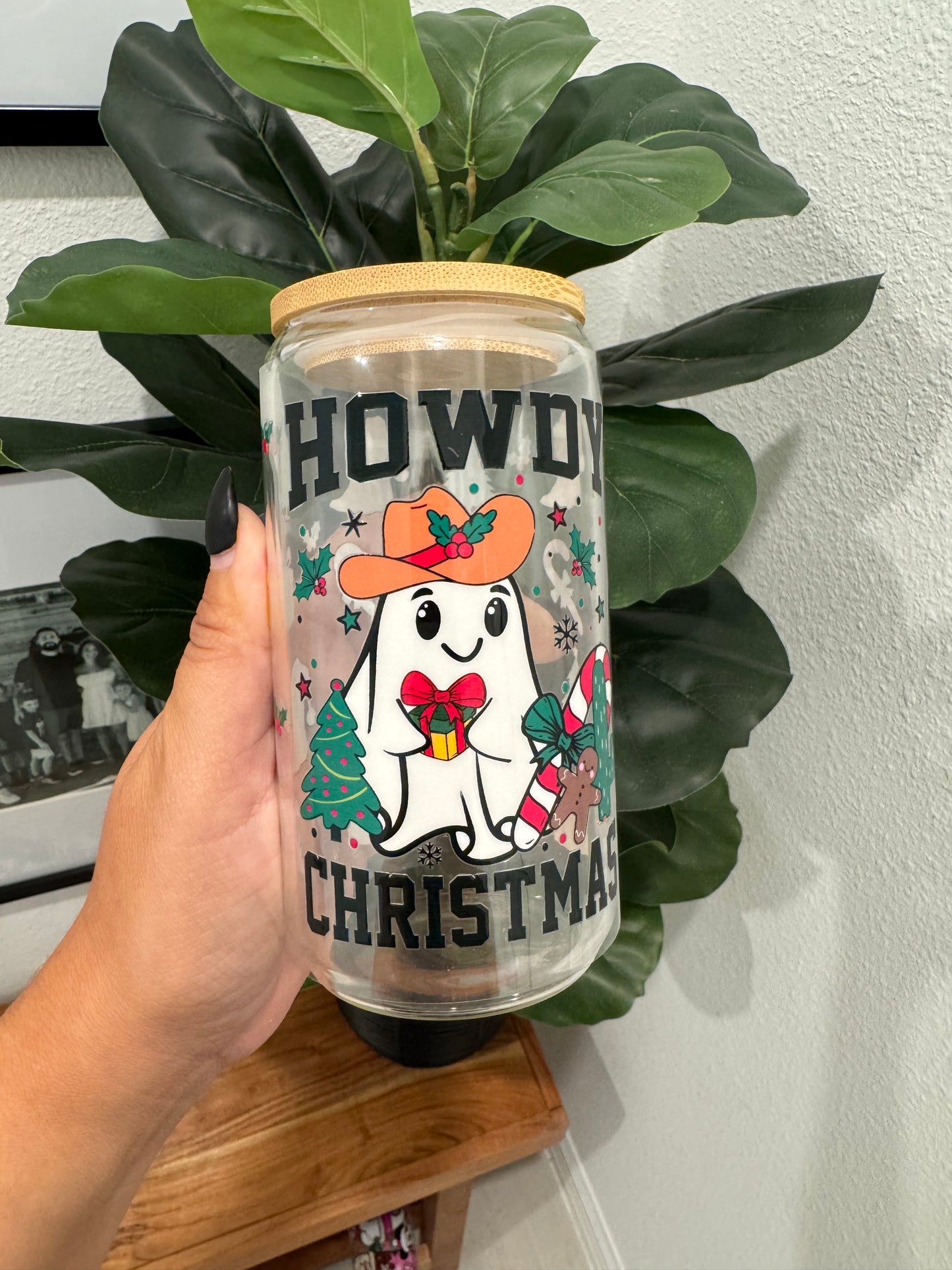 Howdy Christmas Ghost UV DTF Wrap Transfer 16oz | No Heat Needed | Waterproof | Permanent Adhesive