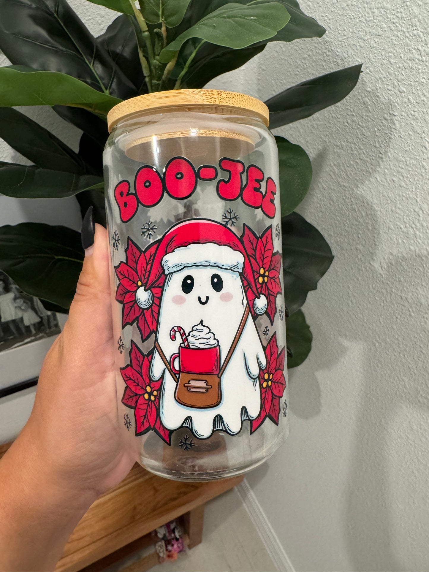 Boo-Jee Christmas Ghost UV DTF Wrap Transfer 16oz | No Heat Needed | Waterproof | Permanent Adhesive