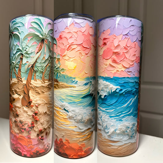 3D Beach Sunset Island Wave 20oz Tumbler