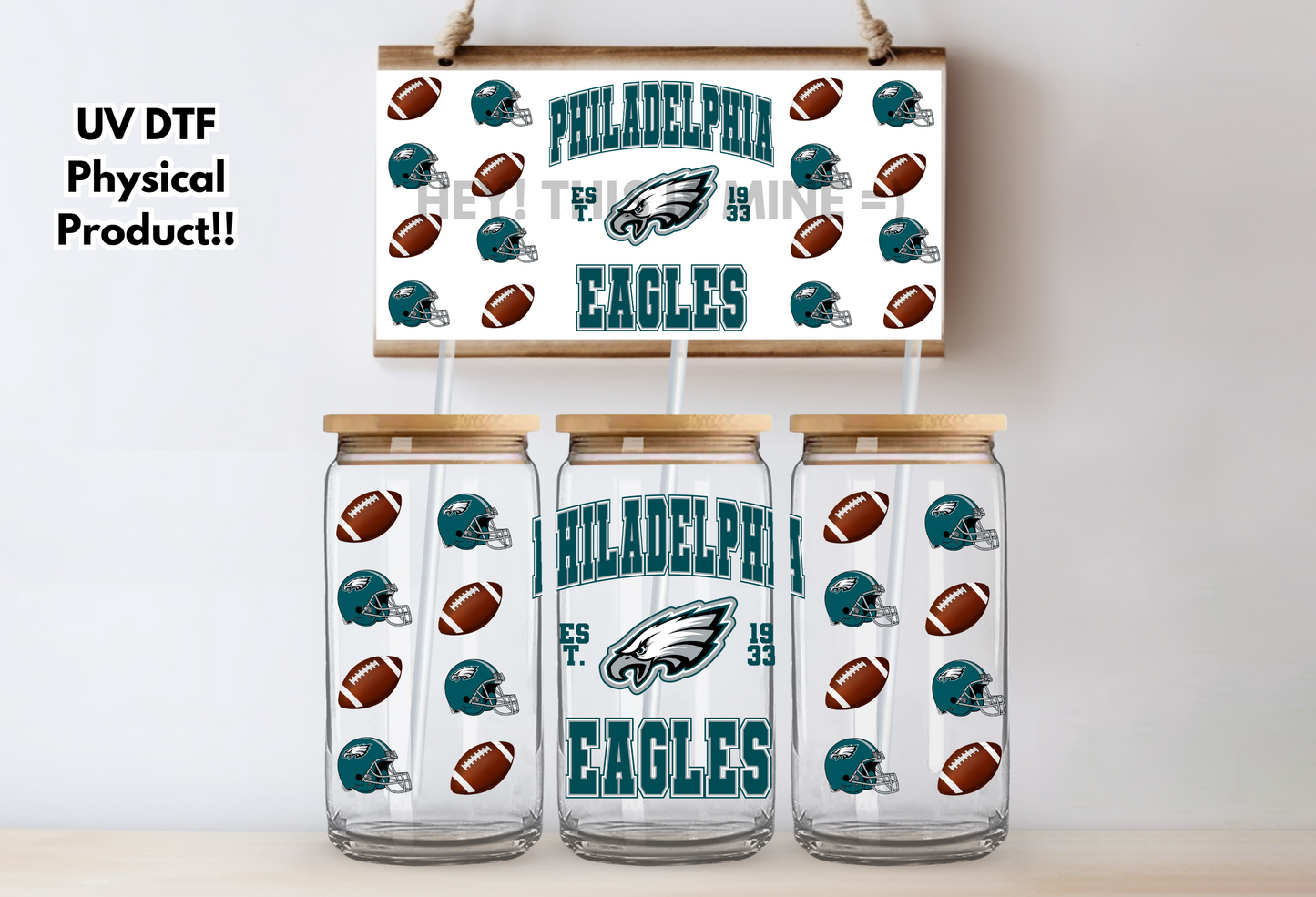 Philadelphia Eagles Boy UV DTF Wrap Transfer 16oz | No Heat Needed | Waterproof | Permanent Adhesive